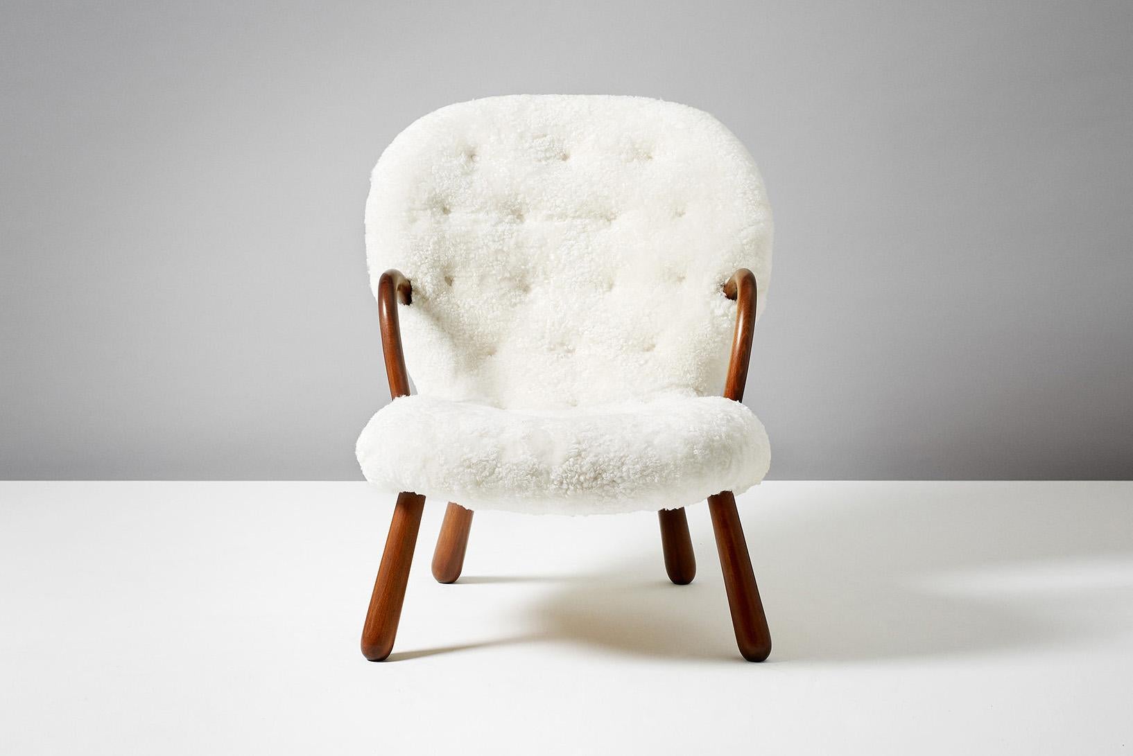 Norwegian Philip Arctander Sheepskin Clam Chairs, 1950s