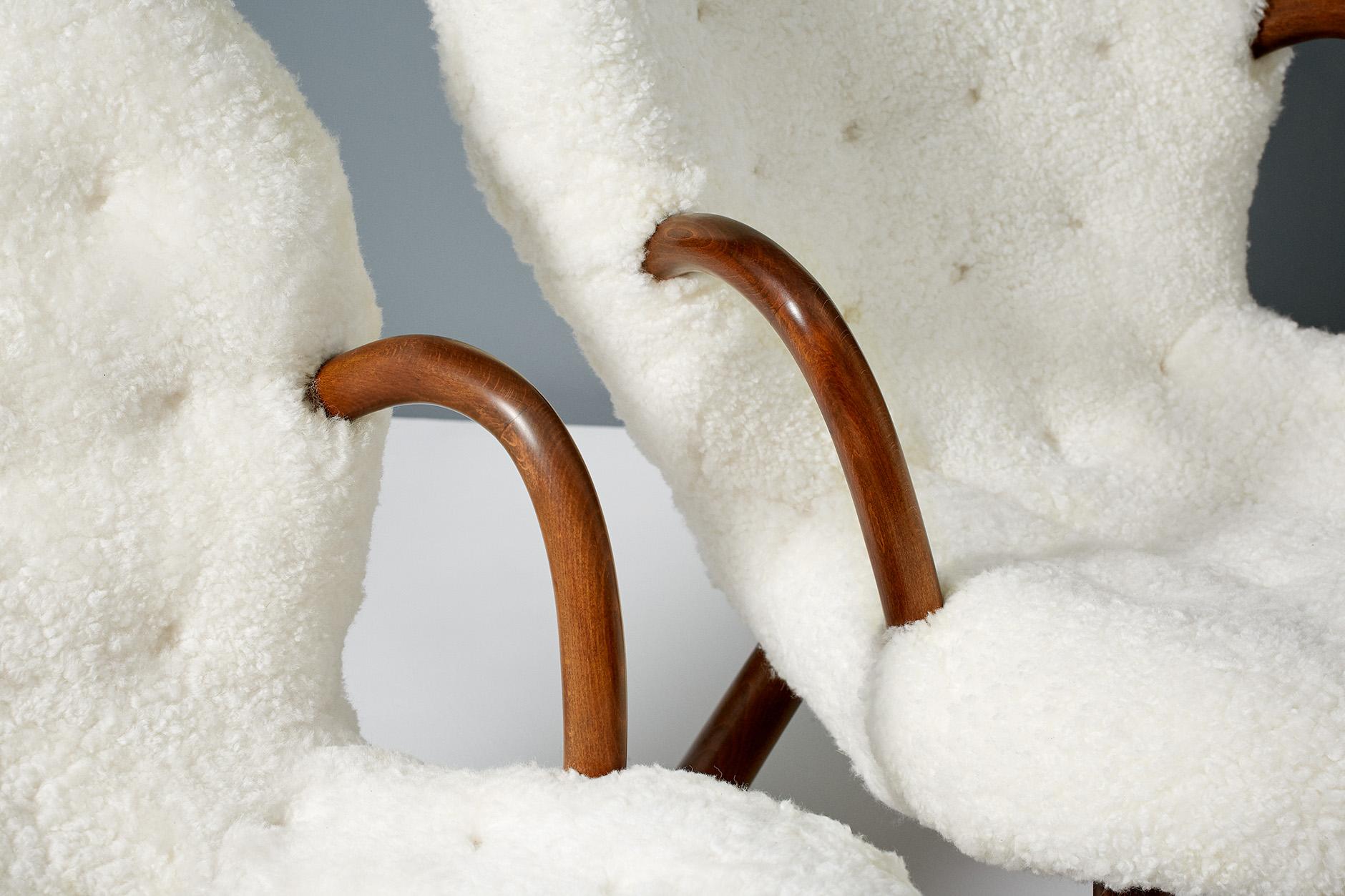 Philip Arctander Sheepskin Clam Chairs, 1950s 2