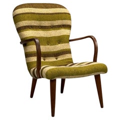 Philip Arctander Style, Lounge Chair, Wool, Walnut, Denmark, 1940s Philip Arctander Style, Lounge Chair, Wool, Walnut, Denmark, 1940s
