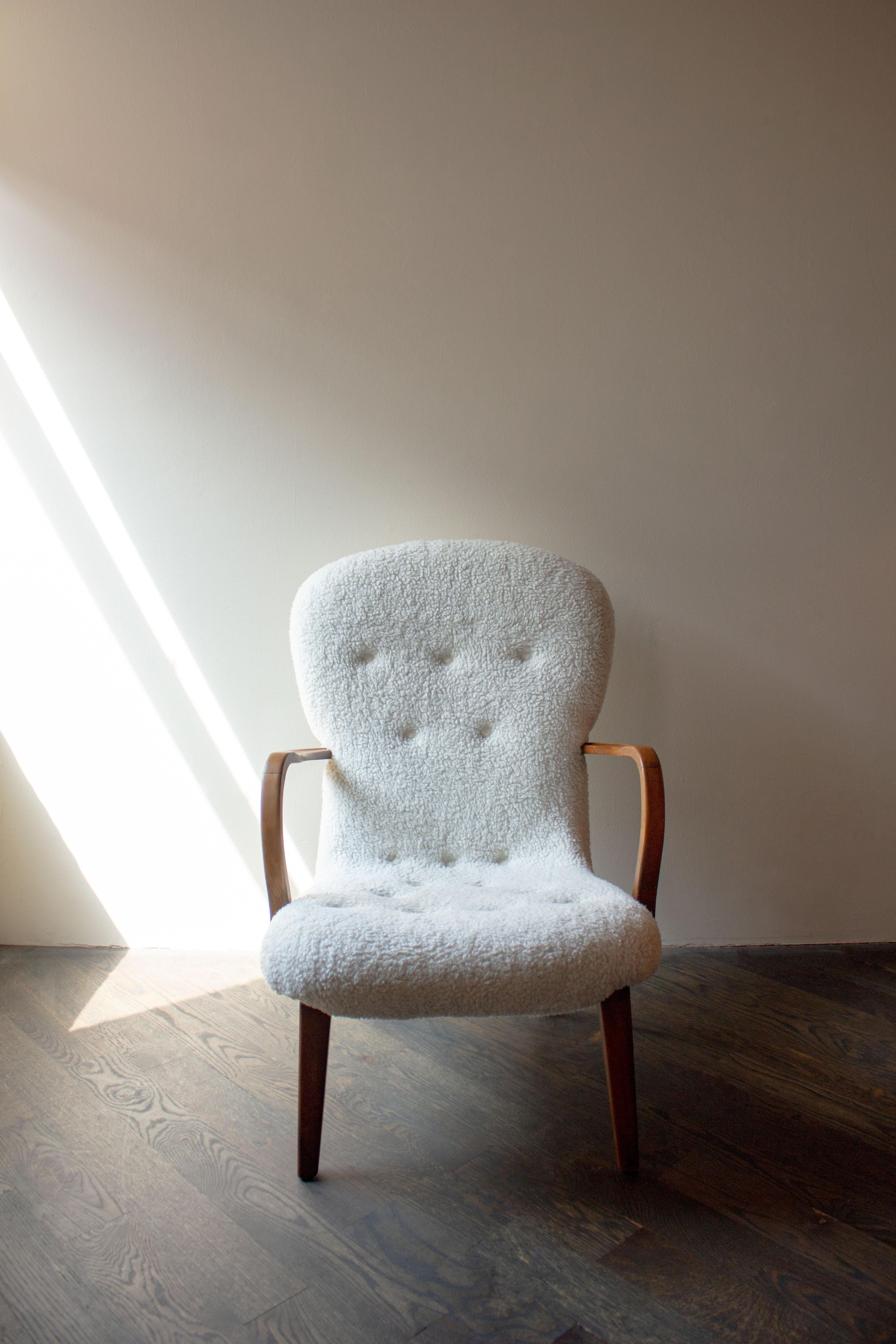 Scandinavian Modern Philip Arctander-Style Sherpa Armchair