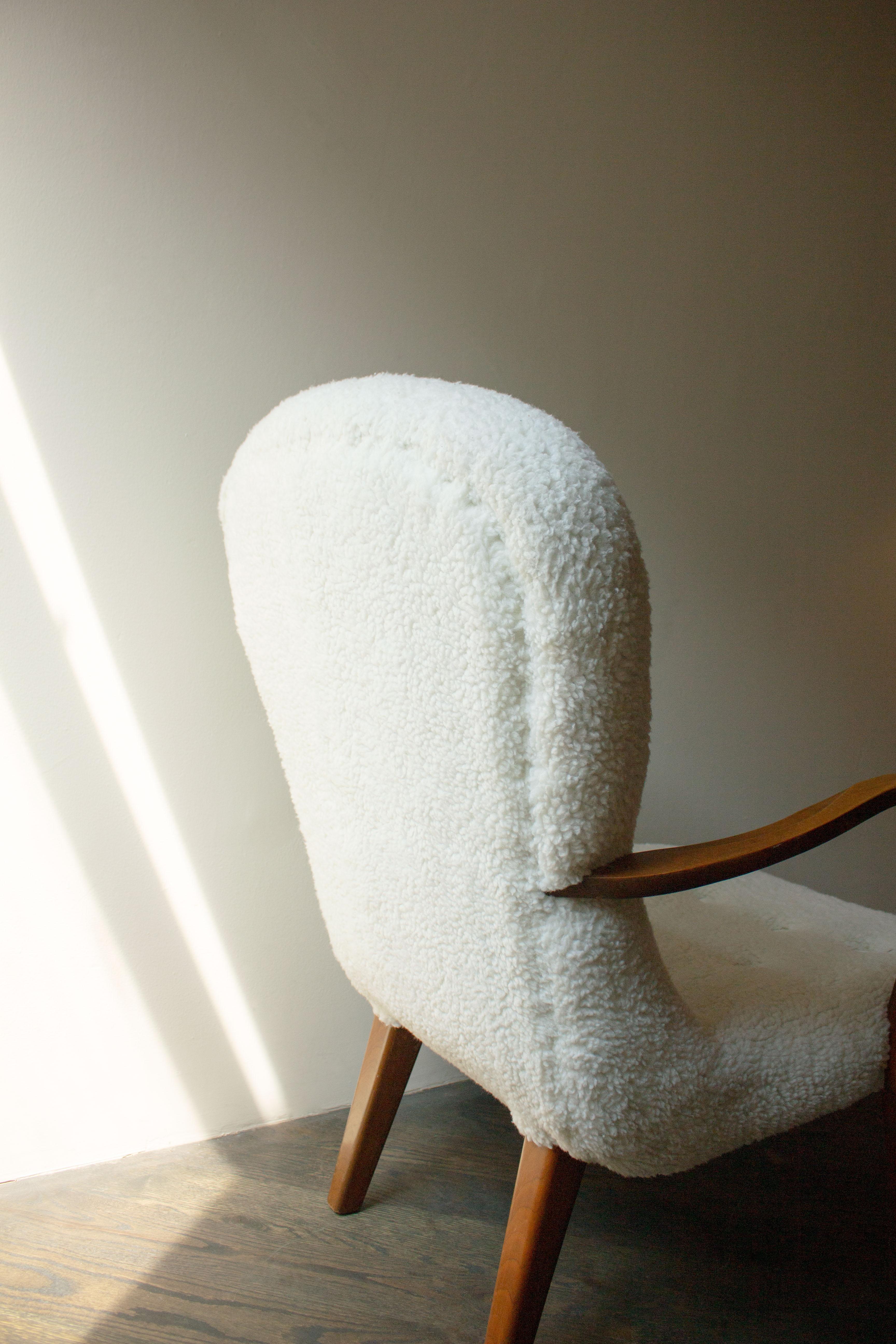 North American Philip Arctander-Style Sherpa Armchair