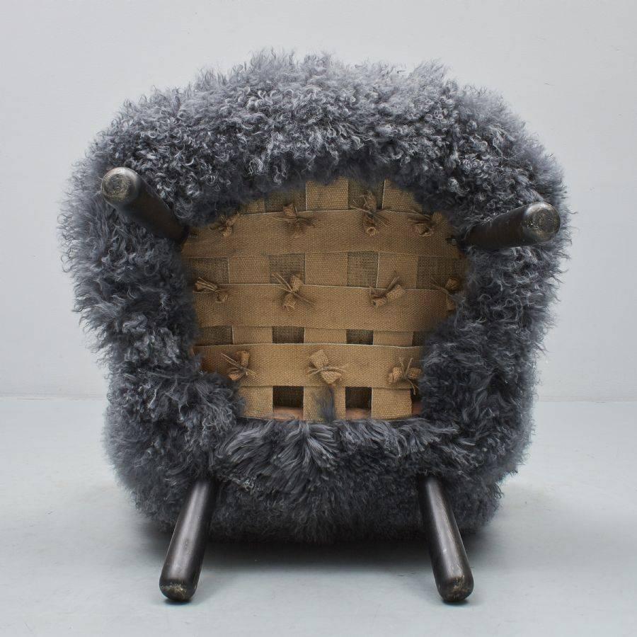 Sheepskin Philip Arctander, Clam Chair, 1940s