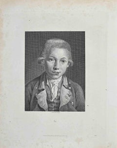 Portrait of A Boy - Original Etching by Philip Audinet - 1810