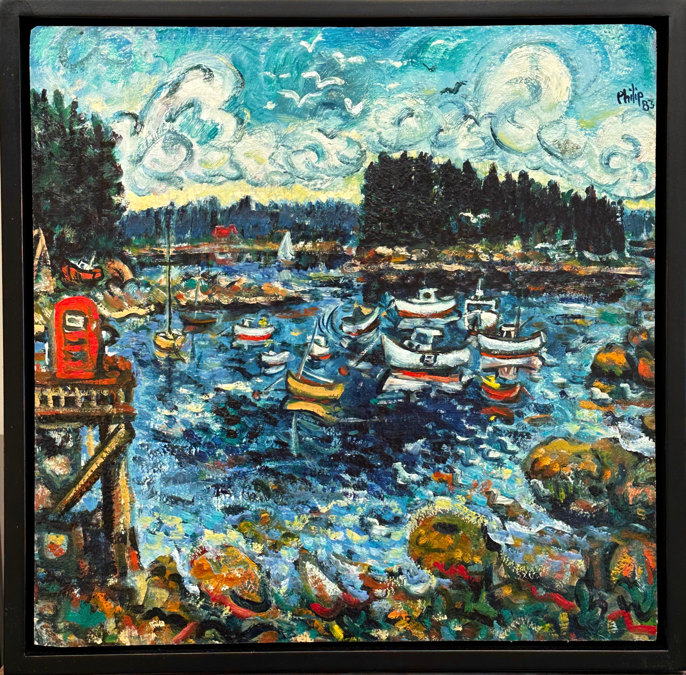 Artista autodidatta Philip Barter Boothbay Maine Paesaggio Pittura 1