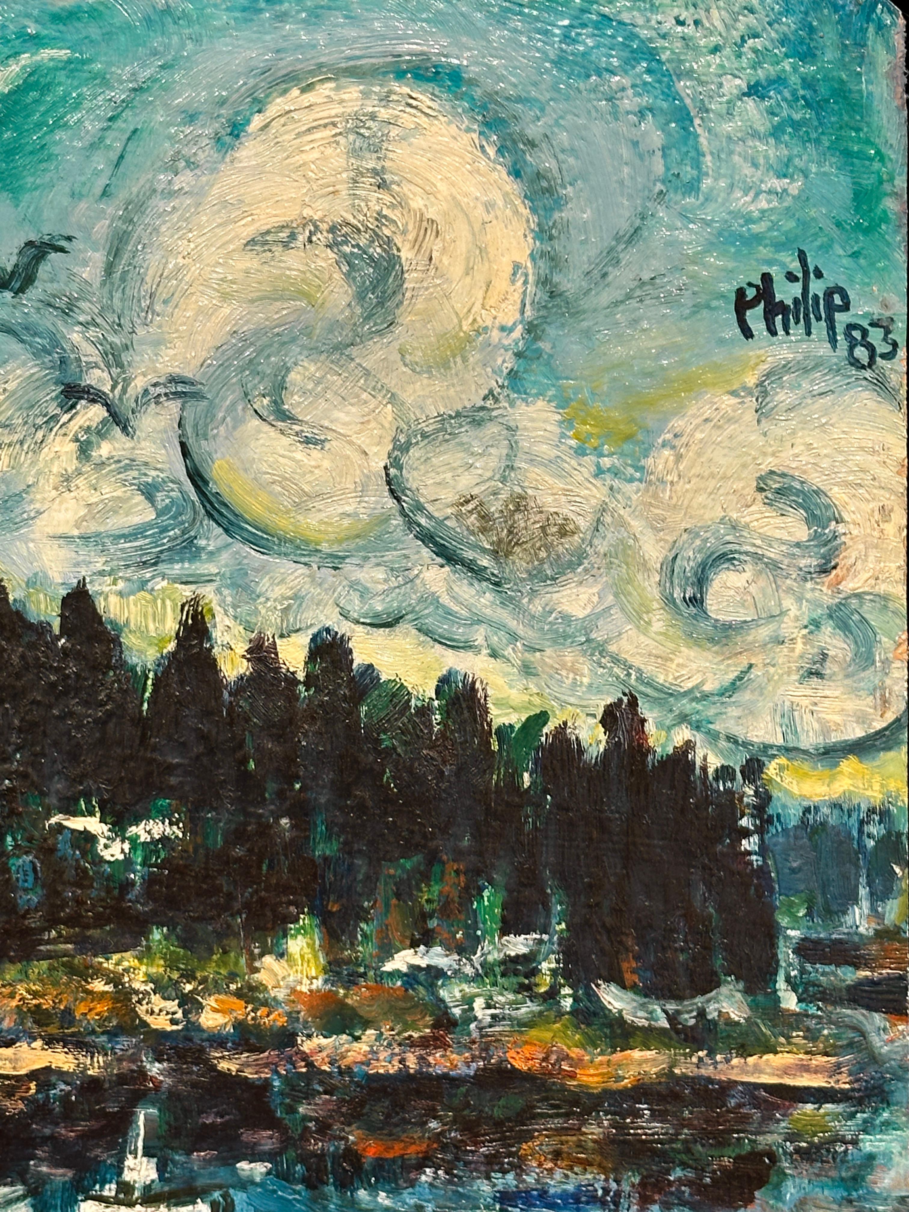 Artista autodidatta Philip Barter Boothbay Maine Paesaggio Pittura 2