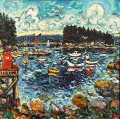 Artista autodidatta Philip Barter Boothbay Maine Paesaggio Pittura
