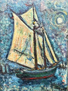 Self Taught Maine Artist Philip Barter "Wind Jammer - Boothbay Harbor"