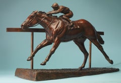 Frankel on the Rail, Royal Ascot - Sculpture en bronze du 21e siècle, Philip Blacker