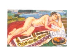 Philip Bornarth Oil on Canvas Figural Paintings 34" x 23" circa 1940s