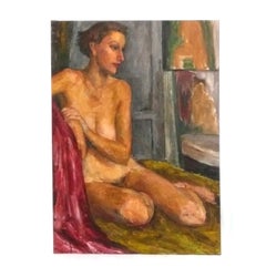 Philip Bornarth Oil on Canvas Figural Paintings 36" x 26" circa 1940s