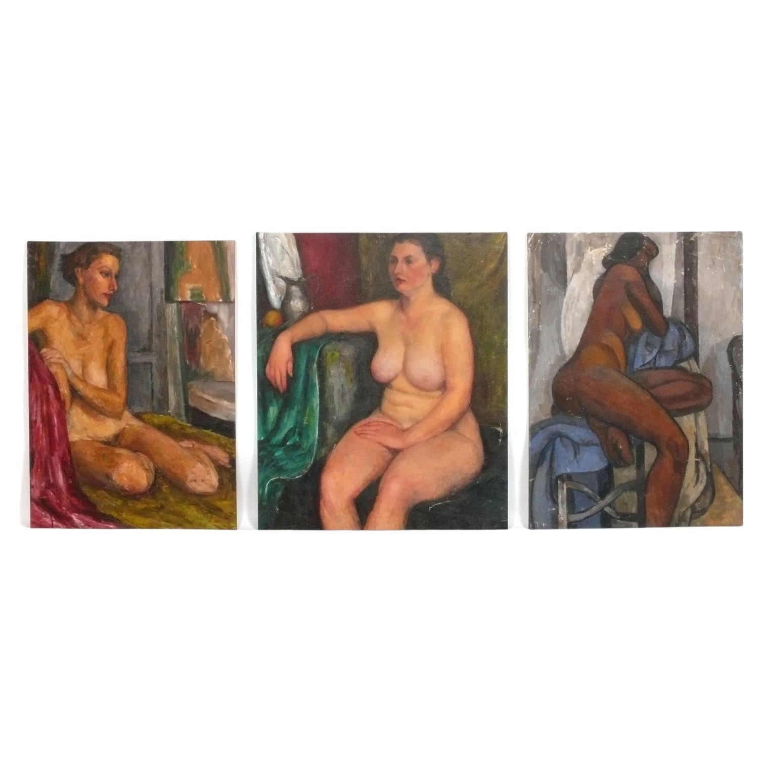 Philip Bornarth Öl auf Leinwand Figurale Gemälde 36" x 26" circa 1940er Jahre