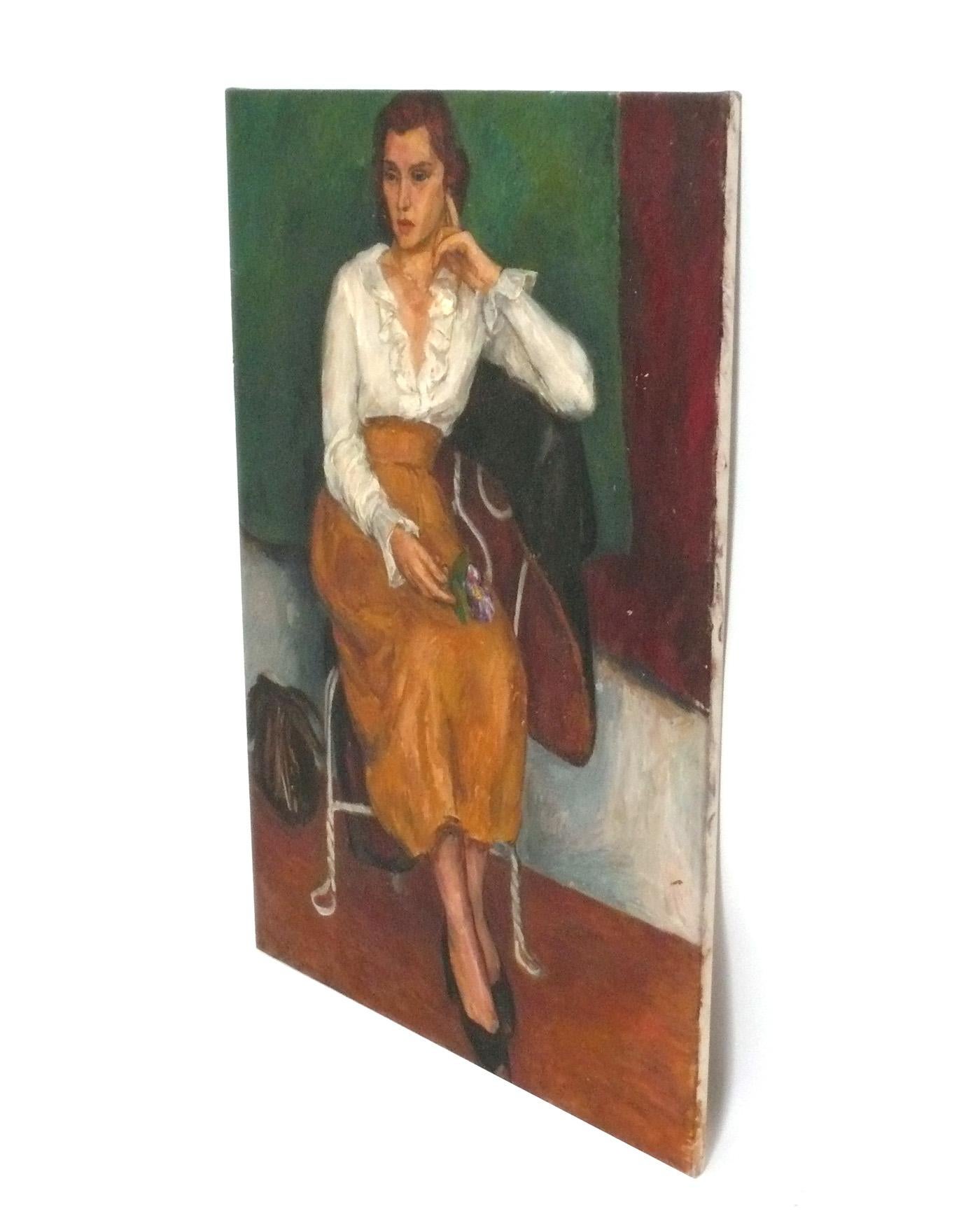 Mid-Century Modern Philip Bornarth Peintures à l'huile sur toile 39.5