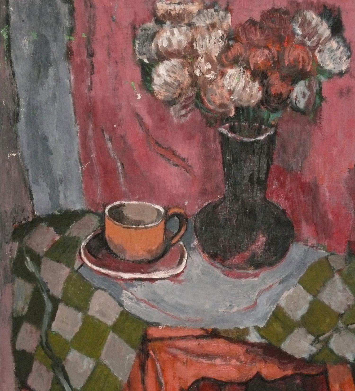 Mid-Century Modern Philip Bornarth Huile sur toile Nature morte 26 