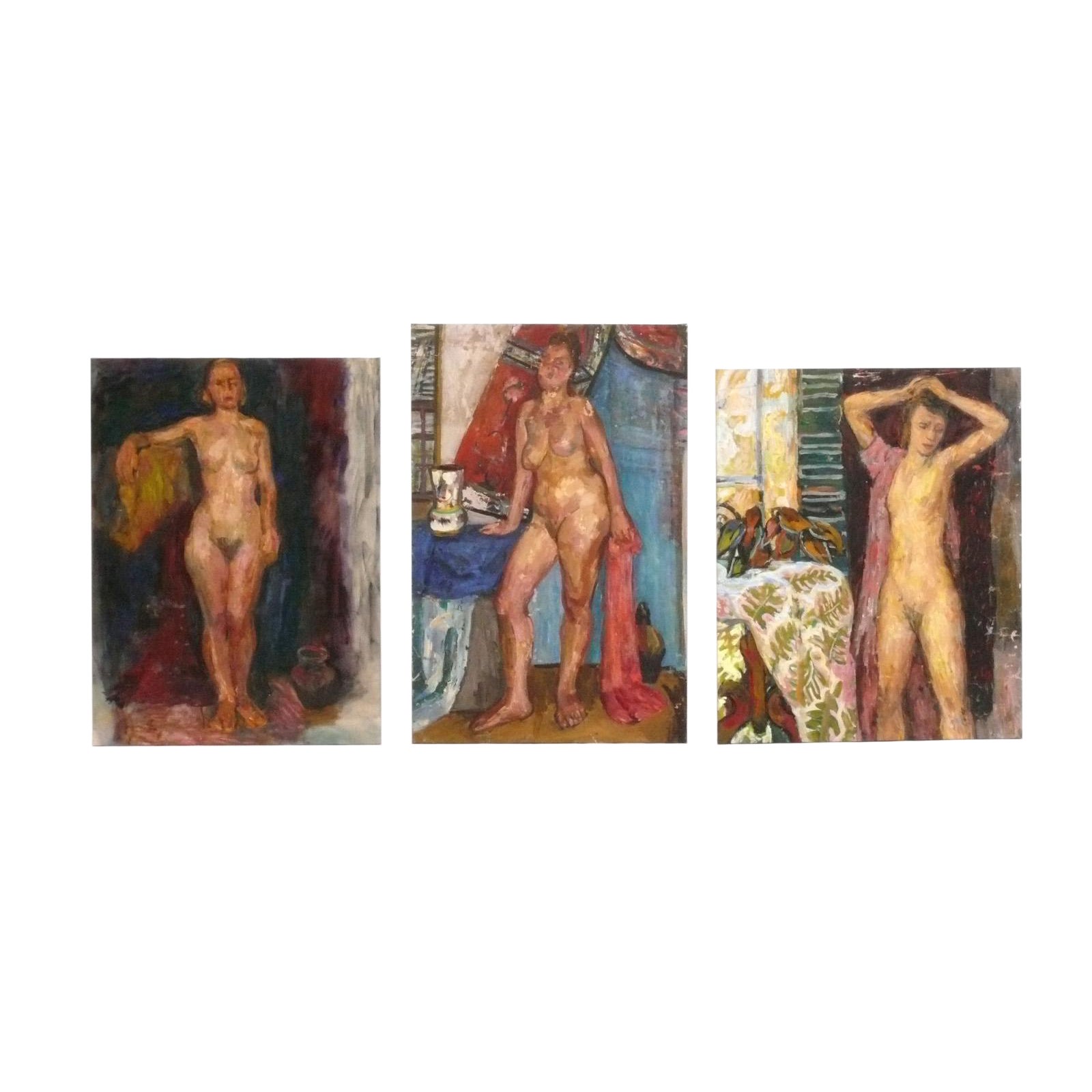 Philip Bornath Öl auf Leinwand Figurale Gemälde 38" x 25" circa 1940er Jahre