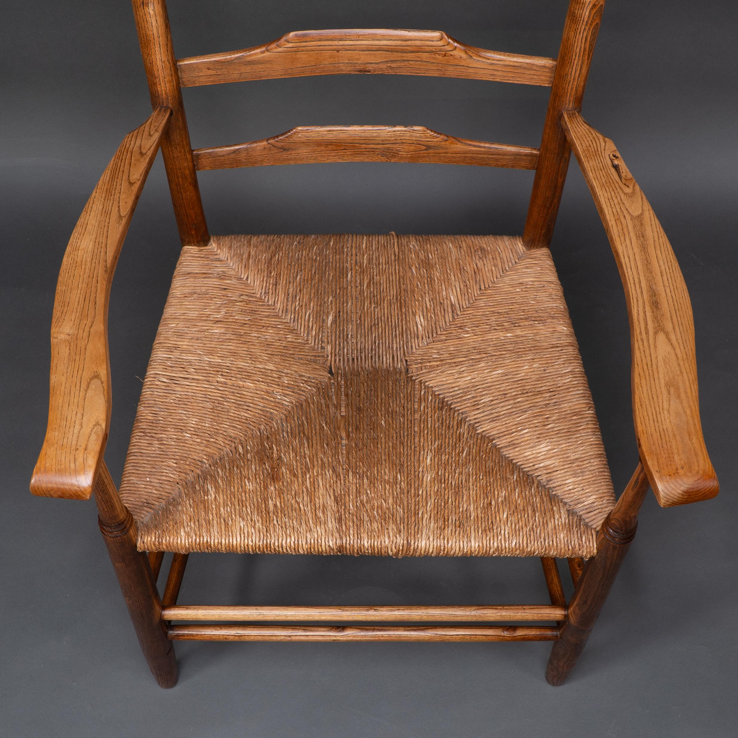 Philip Clissett A fine set of four early Arts & Crafts ash ladder back armchairs For Sale 3