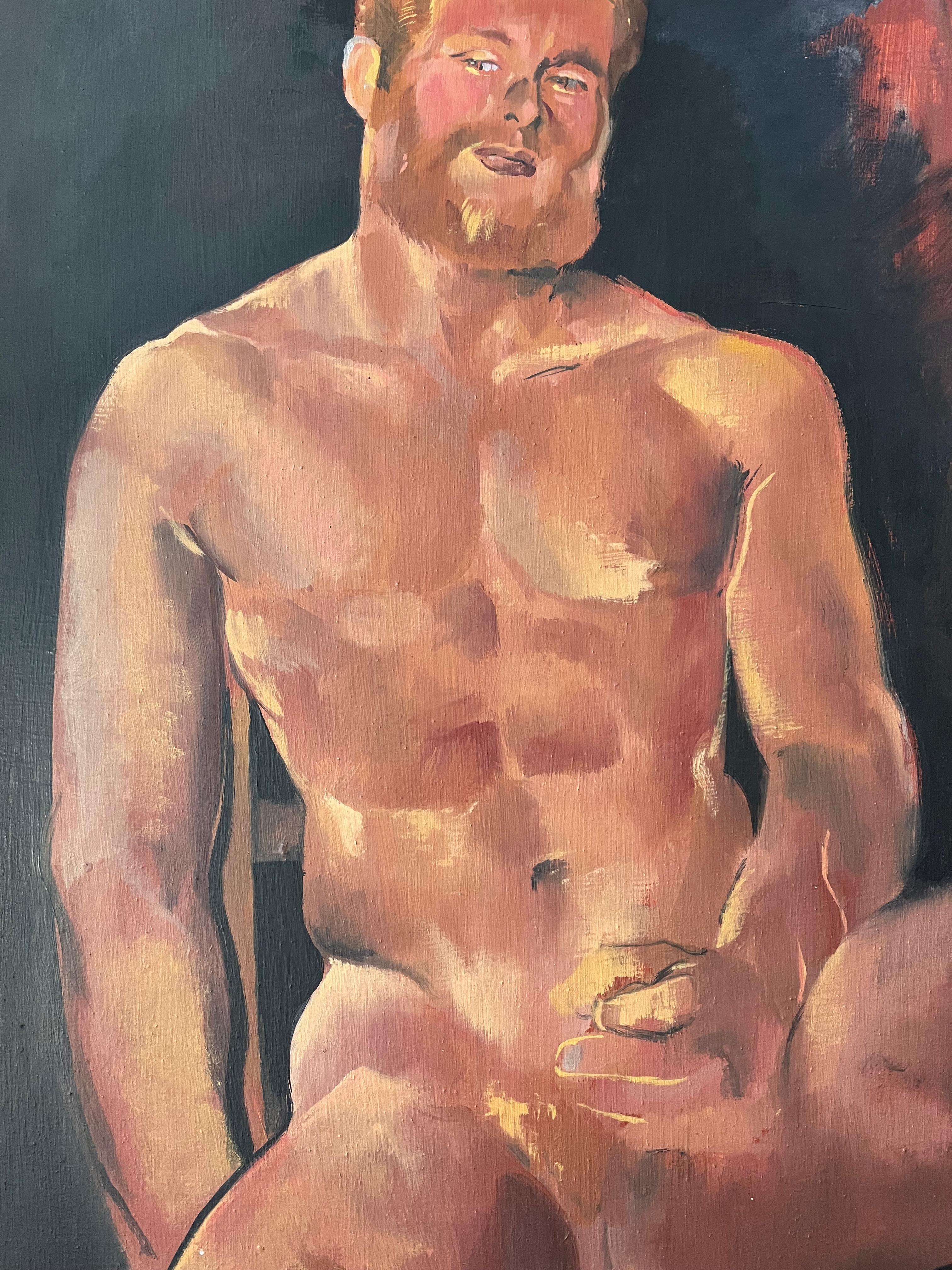 1980s Erotic nude male portrait of artist's lover, Iconic piece from gay history For Sale 1