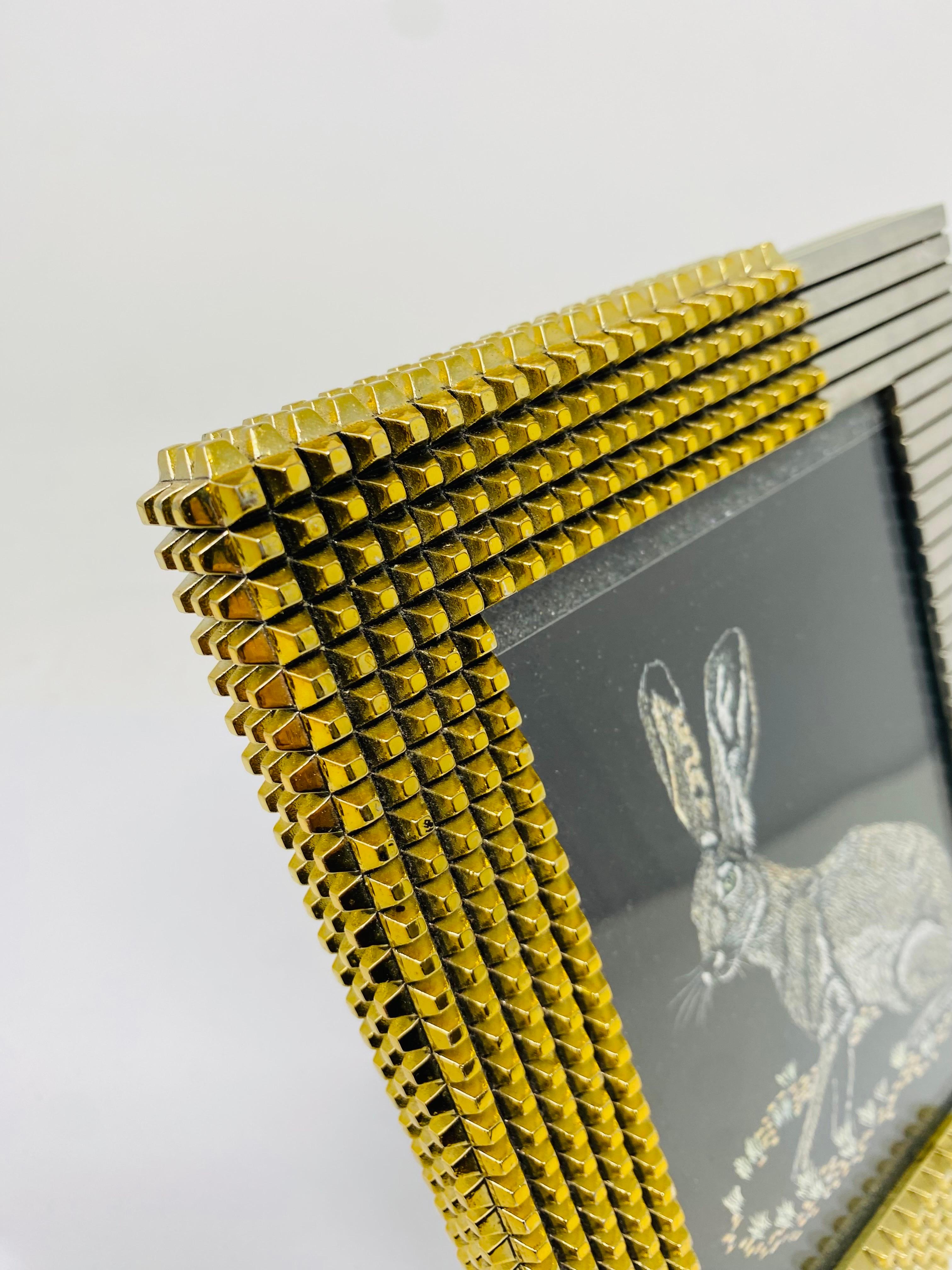 Marco de fotos de metal dorado y plateado con tachuelas de Philip Crangi y Neiman Marcus Estadounidense en venta