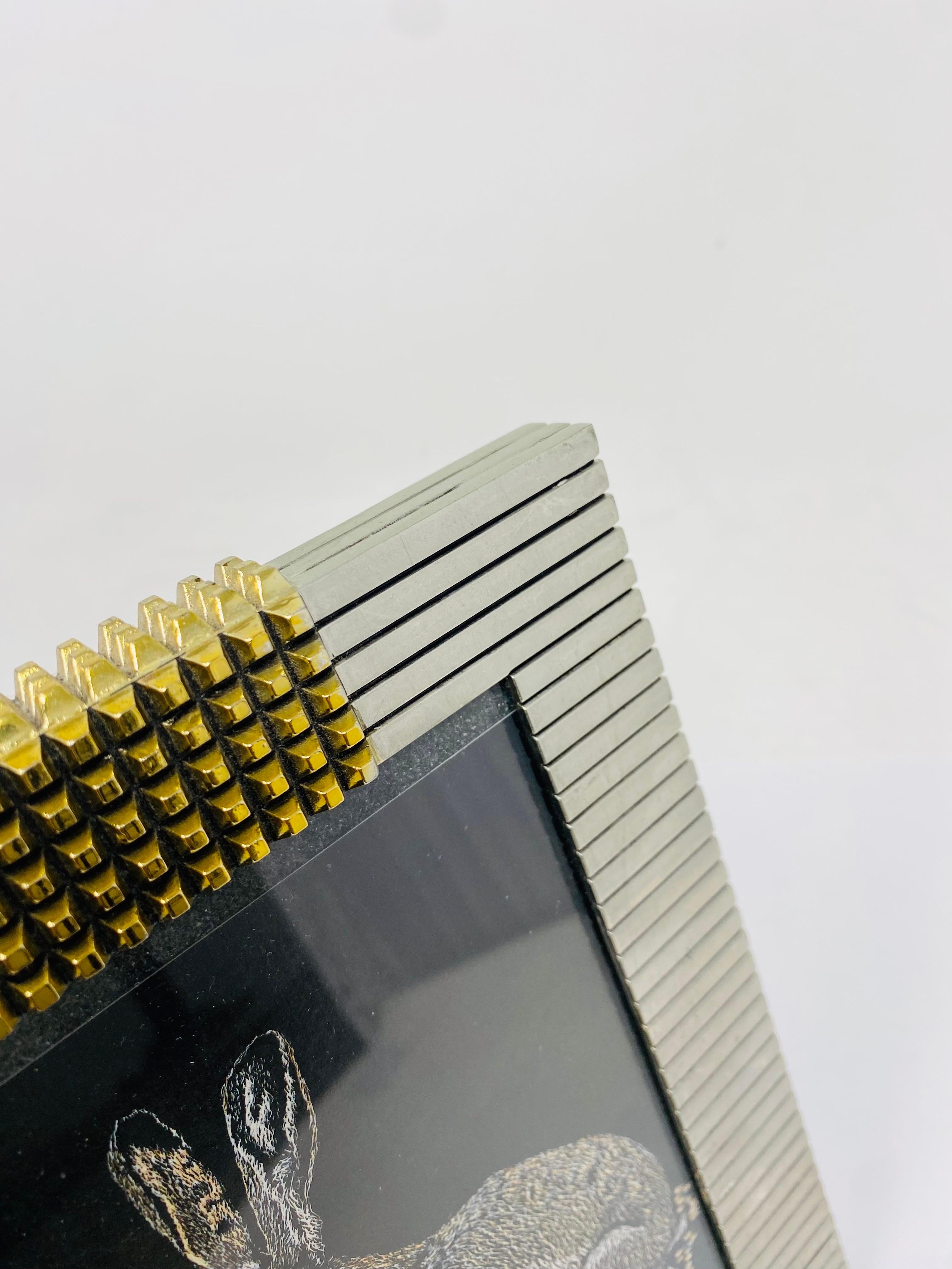 Marco de fotos de metal dorado y plateado con tachuelas de Philip Crangi y Neiman Marcus Hecho a mano en venta