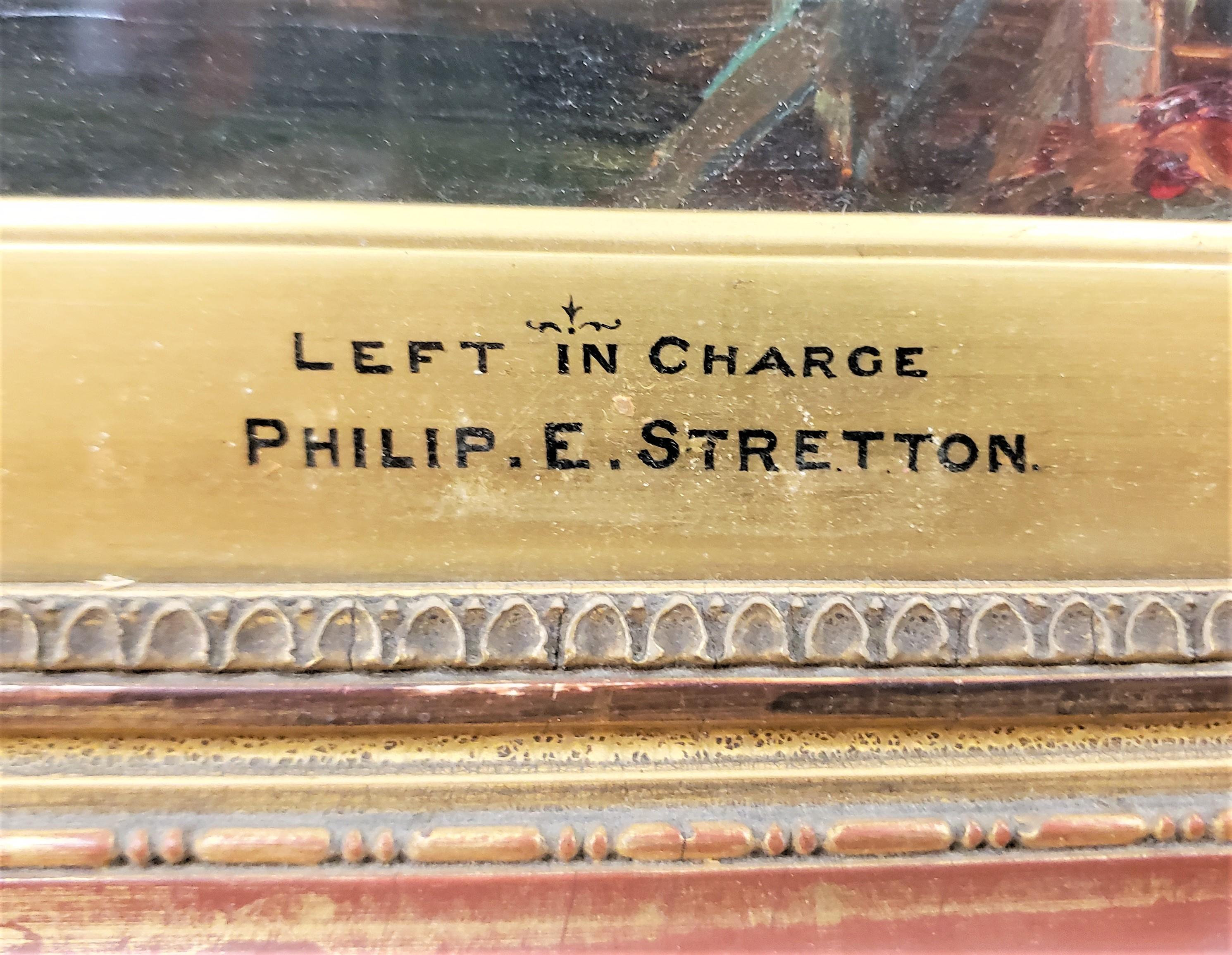 Philip Eustace Stretton, Original-Ölgemälde auf Leinwand mit dem Titel „Left in Charge“ im Angebot 2