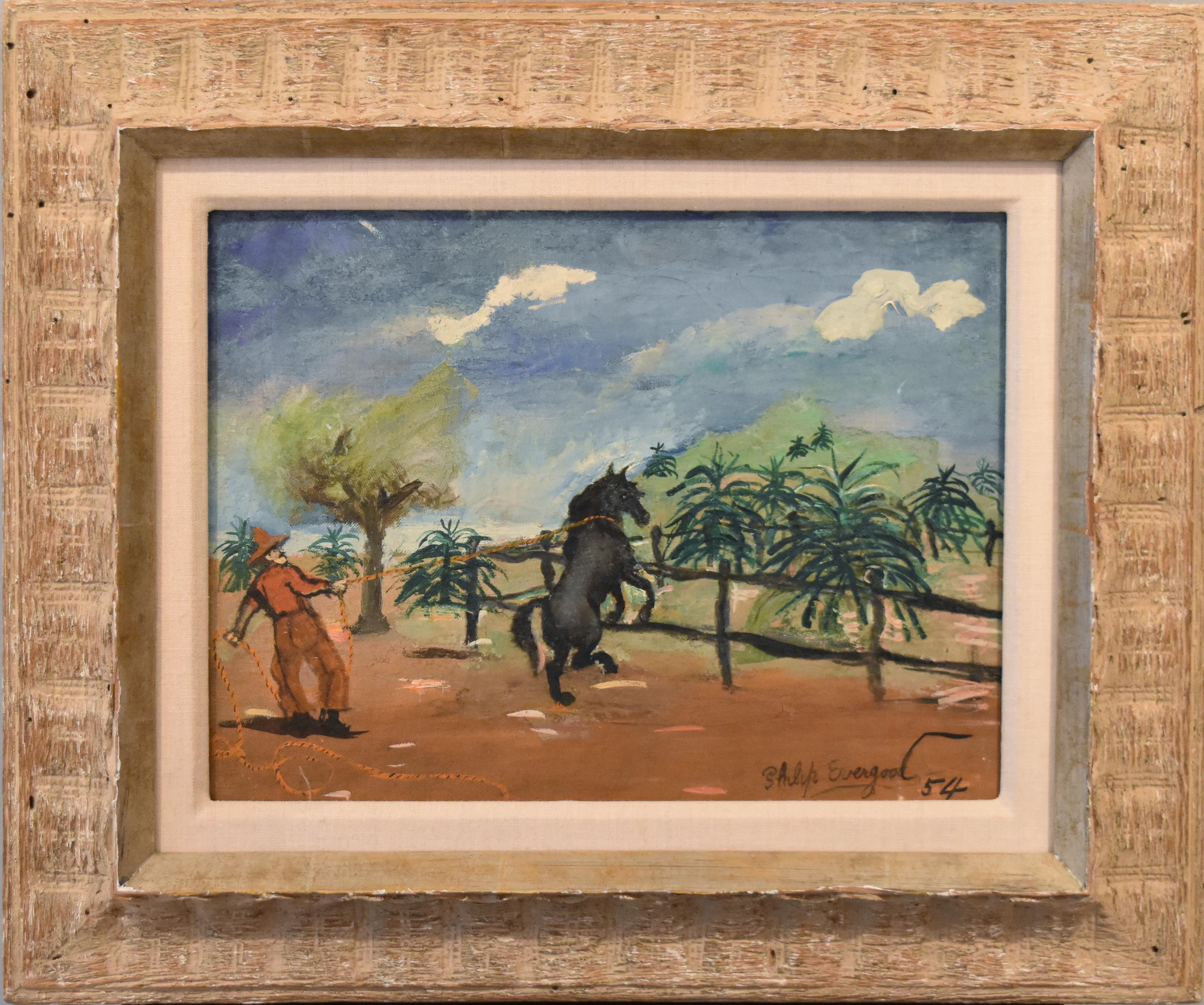 Cowboy e Mustang - Painting di Philip Evergood