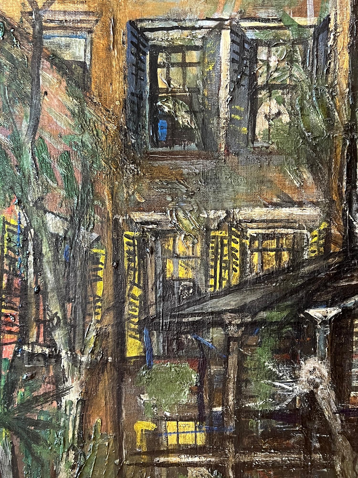 Dusk in the Garden - Greenwich Village  - Monochromatic - Whitney  Museum For Sale 5