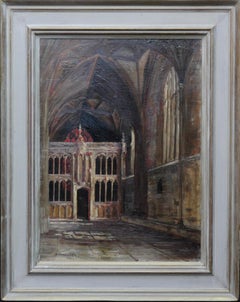 Church Interior Amiens - British 19thC oil painting religious art listed artist