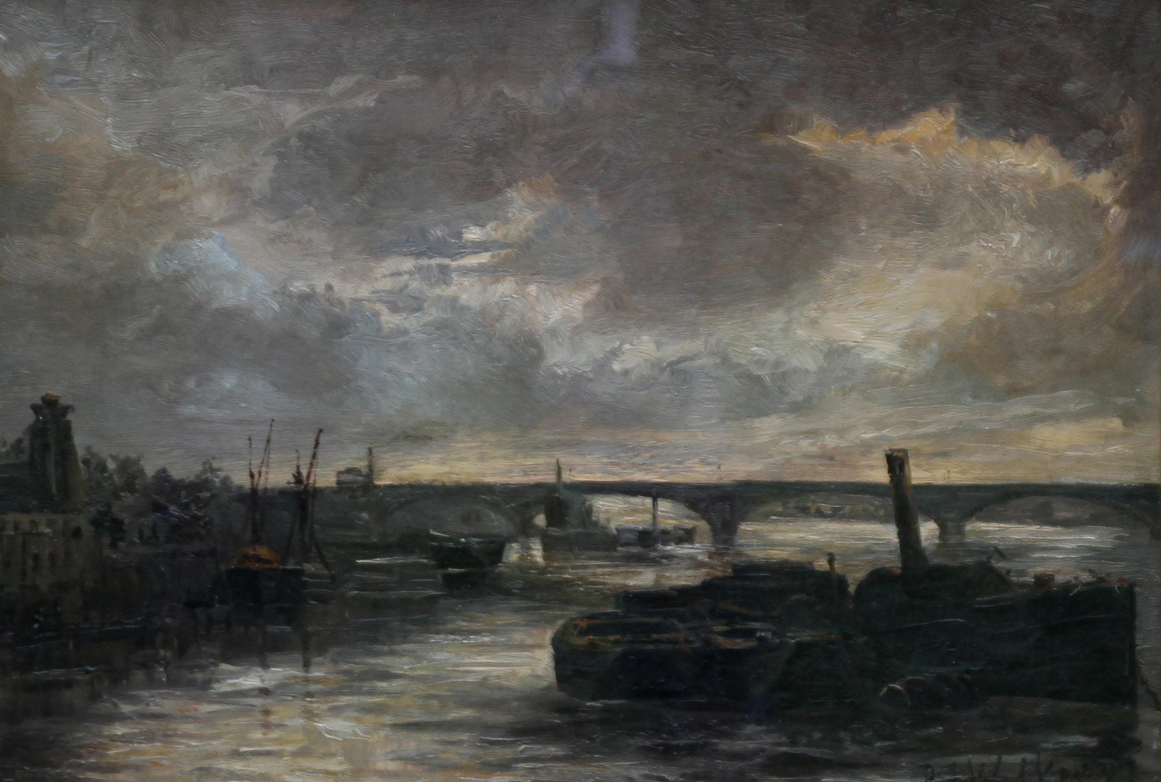 Thames at Battersea - British Impressionist art Victorian London oil painting  For Sale 4
