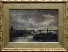 Thames at Battersea - British Impressionist art Victorian London oil painting 