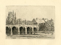 "Bridge of Toulon sur Arroux" original etching