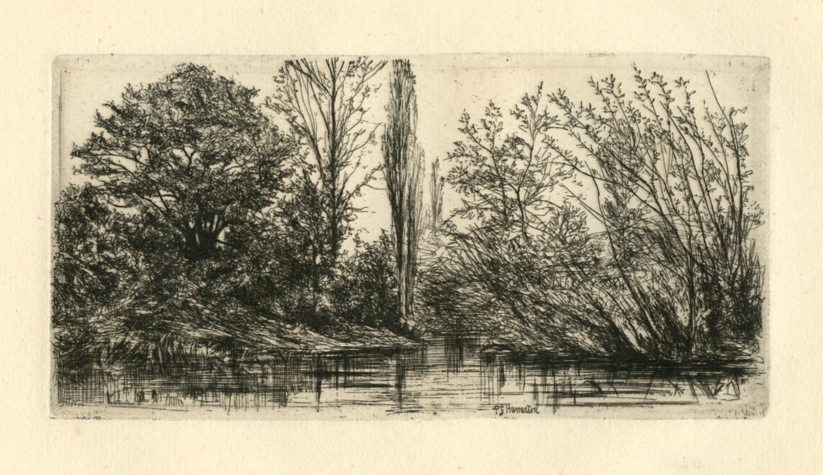"Near Voudenay" original etching - Print by Philip Gilbert Hamerton