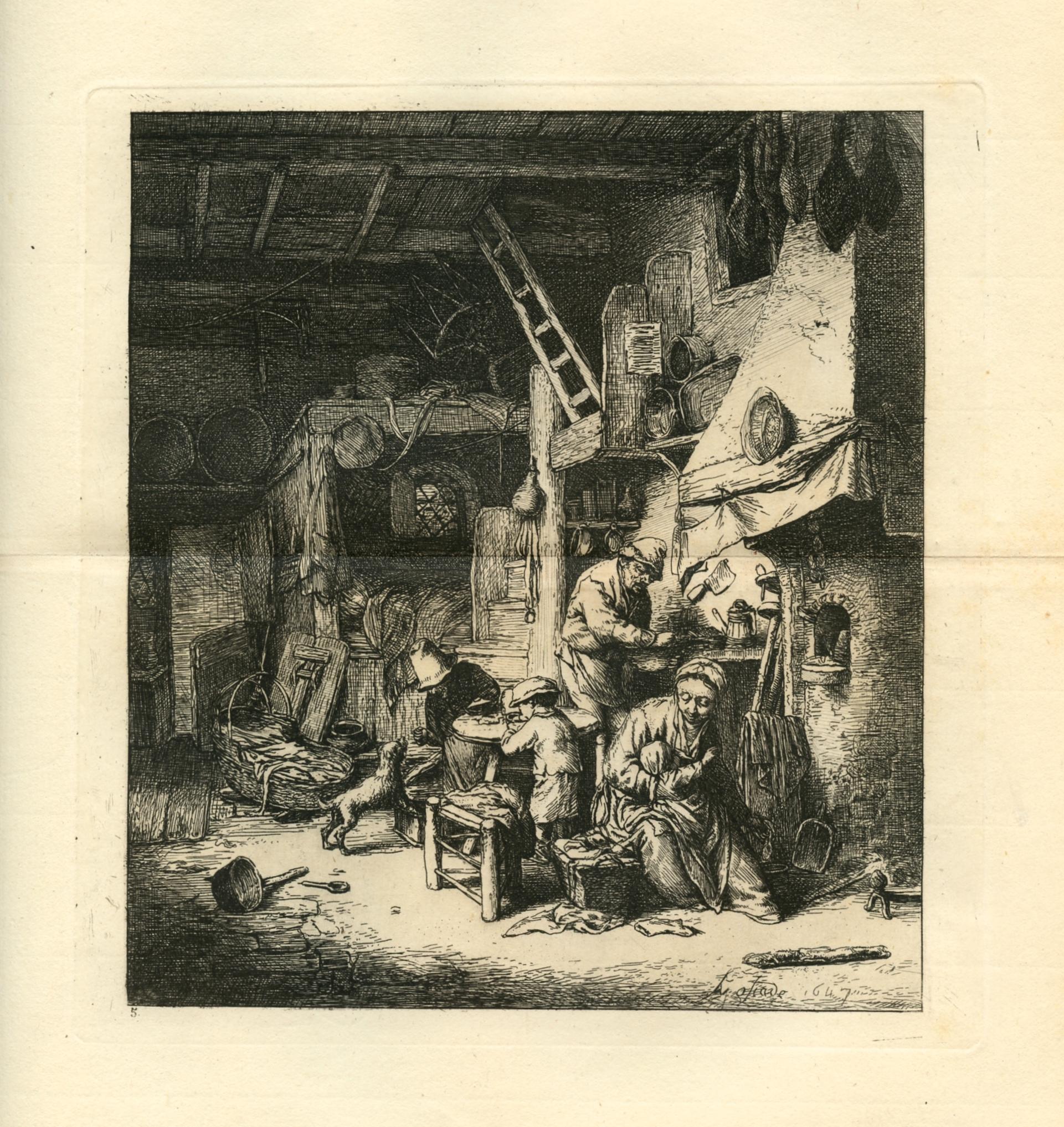 "The Family" etching after Van Ostade - Print by Philip Gilbert Hamerton