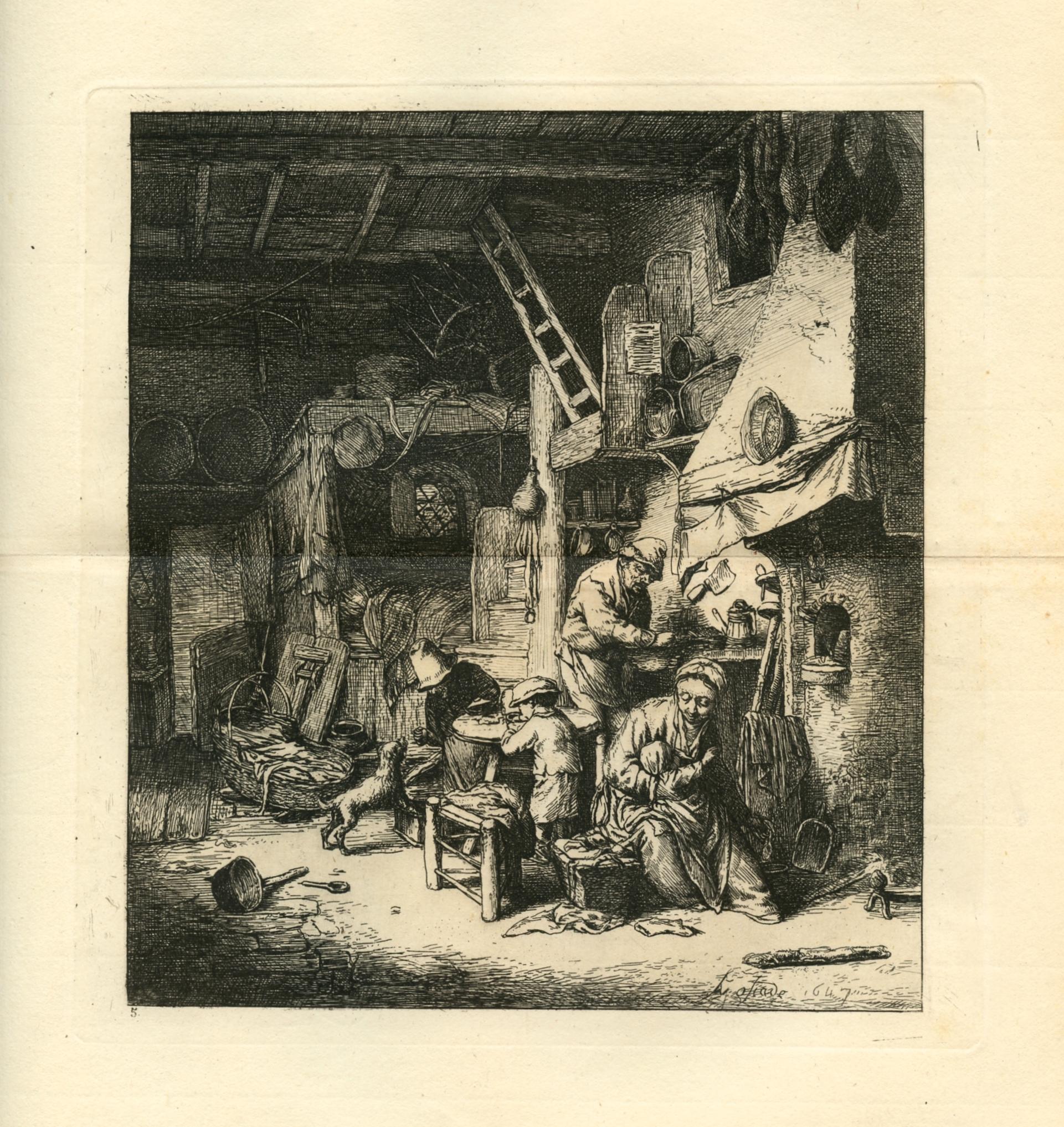 "La famiglia", incisione dopo Van Ostade - Print di Philip Gilbert Hamerton