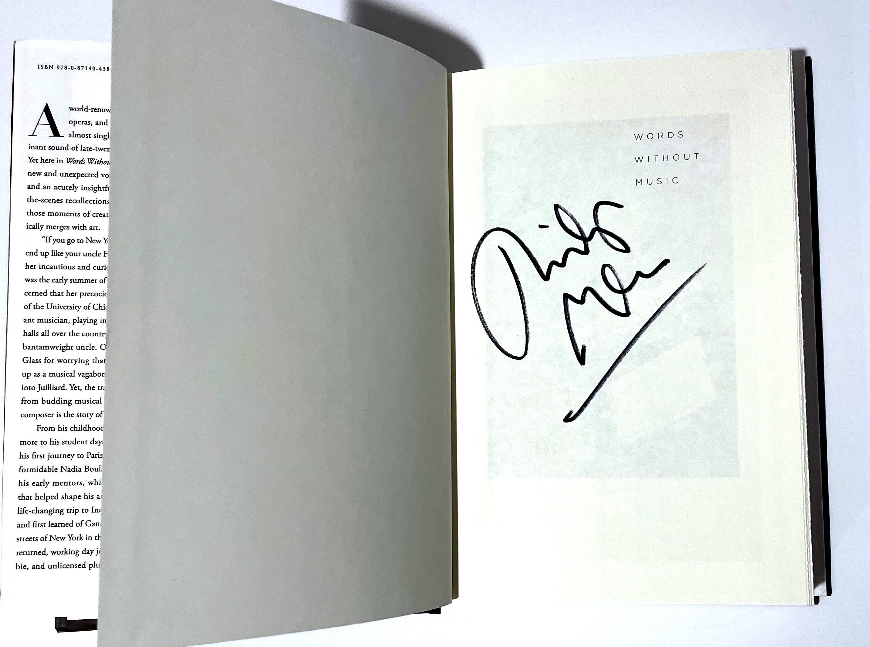 Monograph: Philip Glass Words Without Music (book hand signed by Philip Glass) For Sale 1