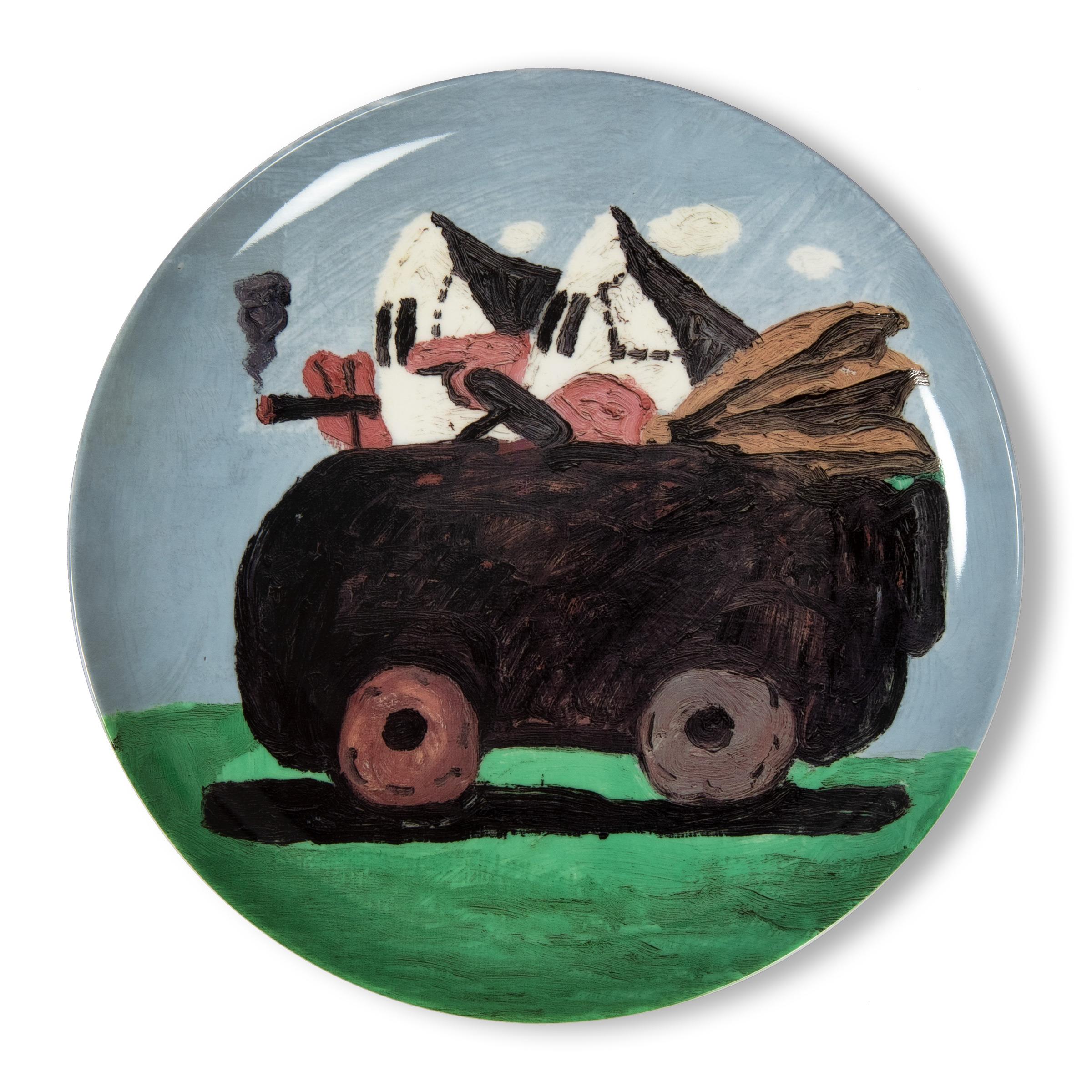 Philip Guston (américain, né en 1970)
Sans titre, 2023
Support : Assiette en porcelaine (fine bone china)
Dimensions : 26,7 cm de diamètre (10 1/2 in) : 26,7 cm de diamètre (10 1/2 in)
Édition de 250 exemplaires : Signature imprimée et détails de