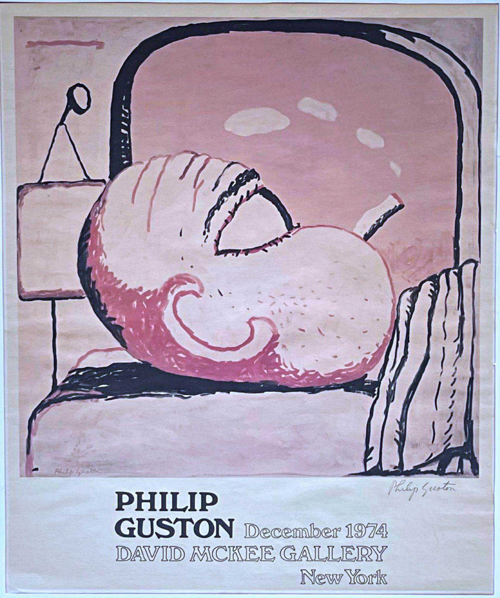 Raro cartel de exposición litografía offset de los años 70 (firmado a lápiz por Philip Guston)