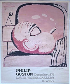 Raro cartel de exposición litografía offset de los años 70 (firmado a lápiz por Philip Guston)