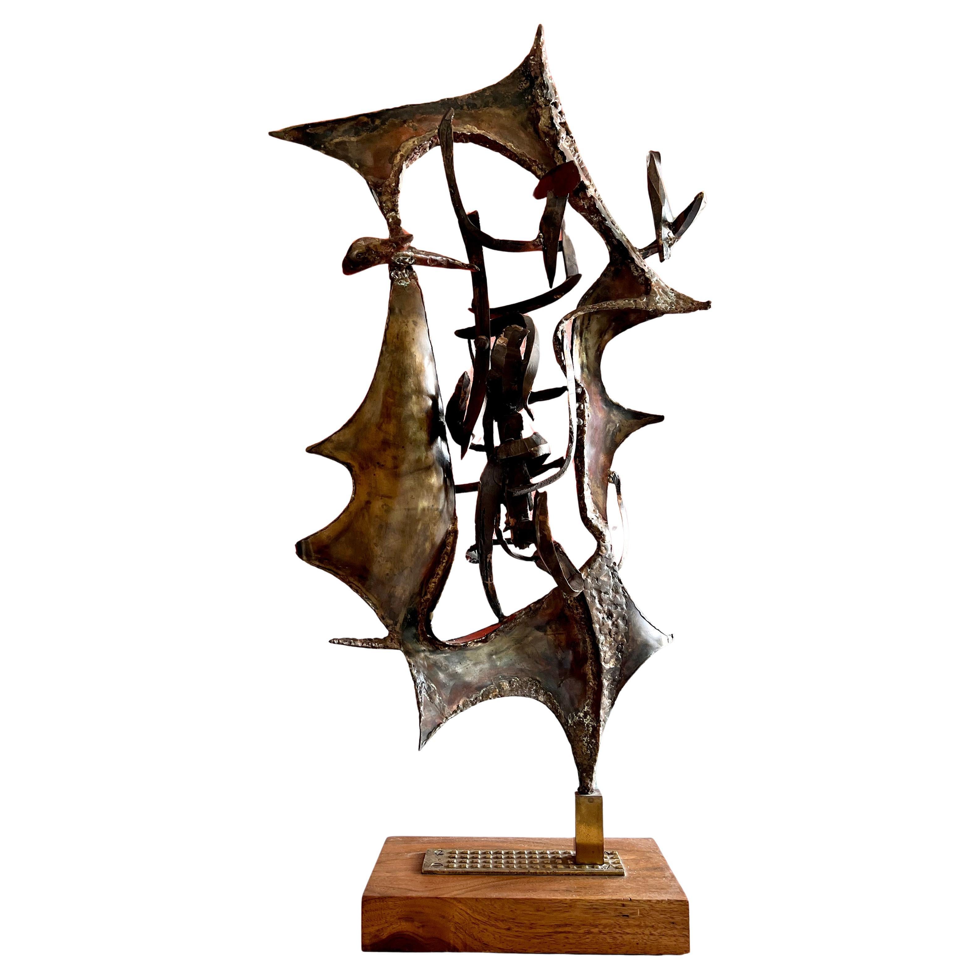Handmade soldered bronze sculpture created by Philip H. Darling of Long Island, New York, circa 1960's.  Sculpture measures 34