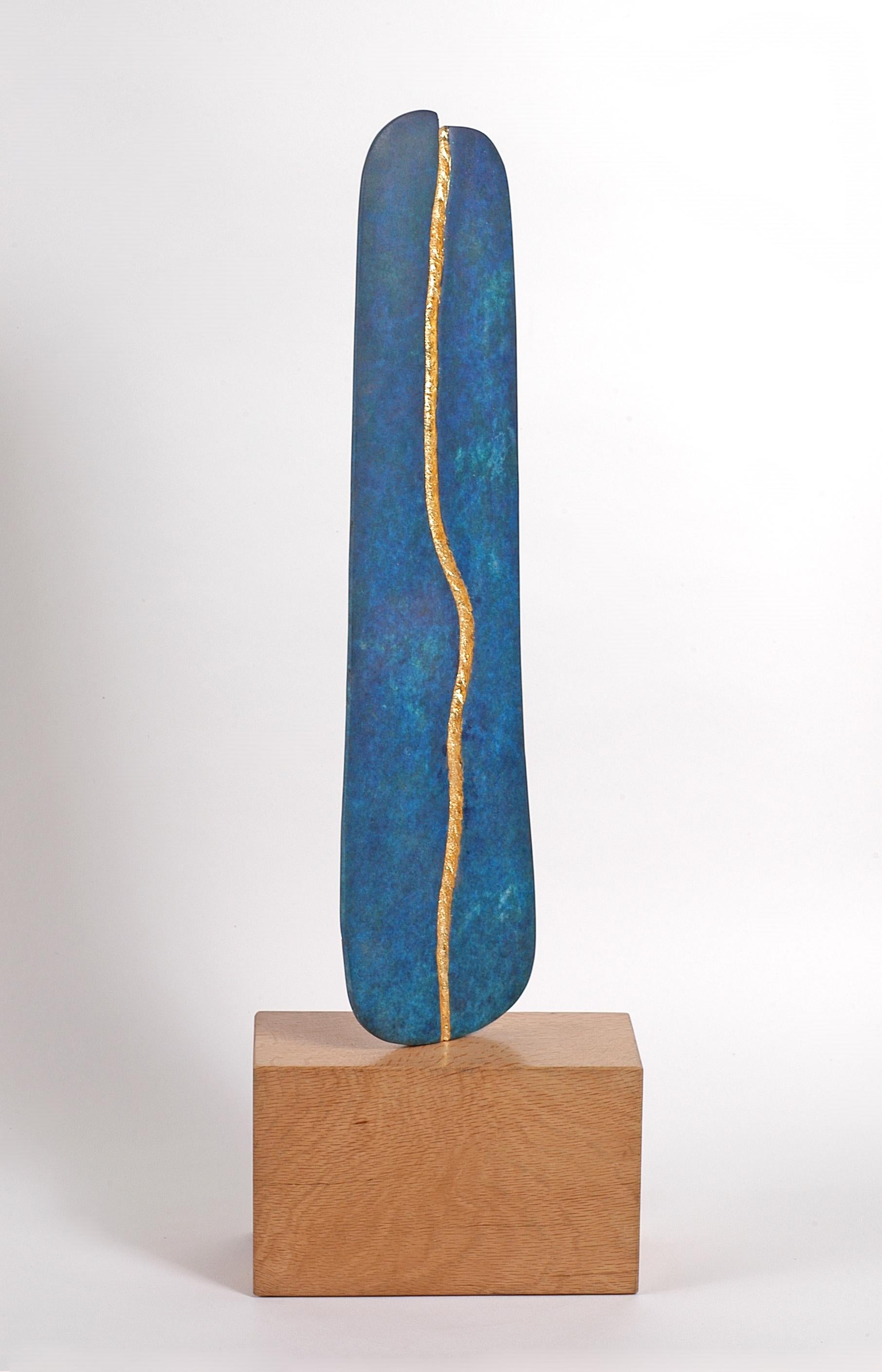 British Contemporary Sculpture by Phiip Hearsey - Strada III - Gold Abstract Sculpture by Philip Hearsey