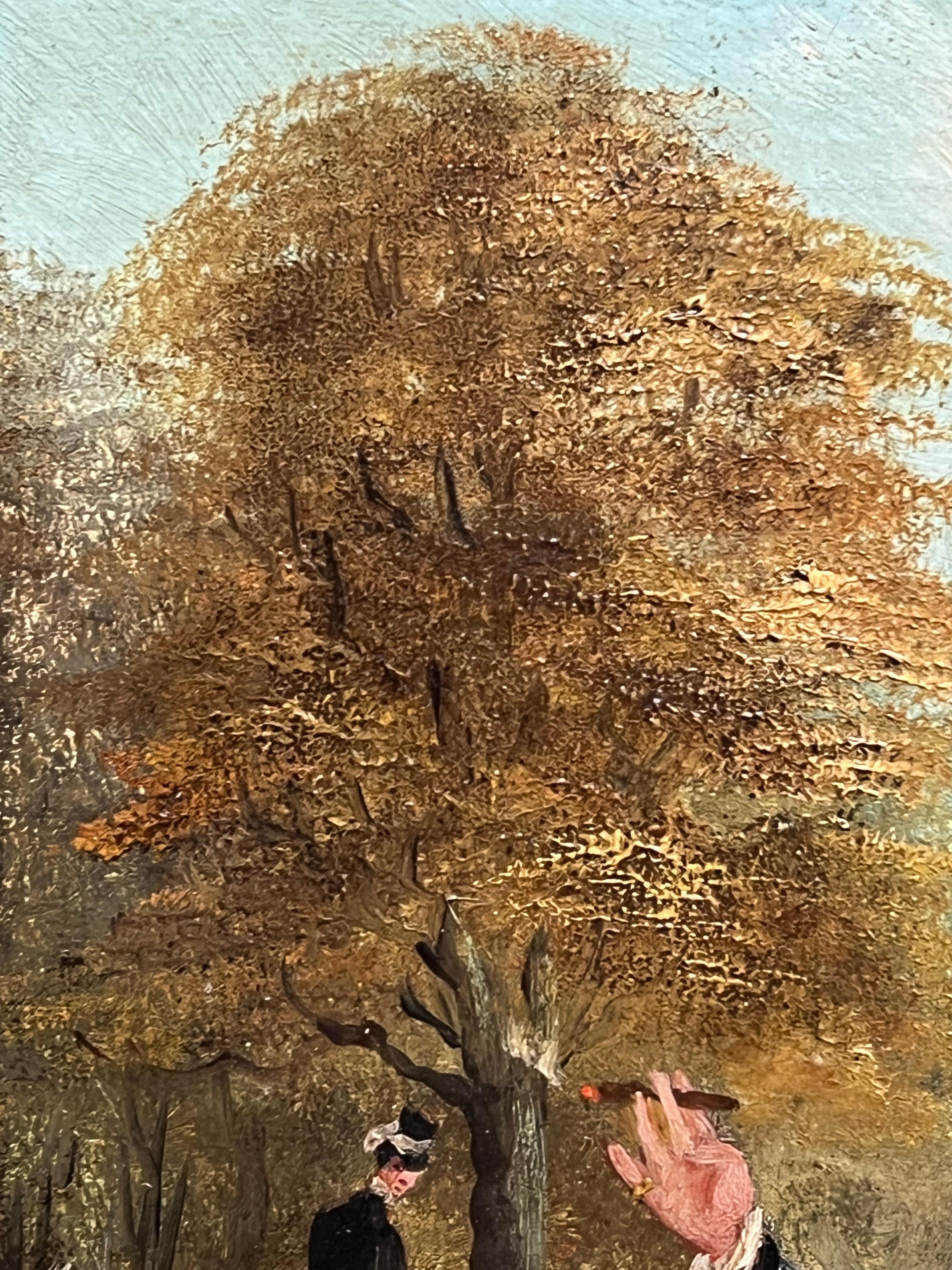 Un gentiluomo elegante nel parco di Londra
di Philip Henry Rideout (Regno Unito, fine XIX secolo)
firmato e datato 1895
olio su tela, incorniciato
Incorniciato: 17,5 x 14,5 pollici
Tela: 12 x 10 pollici
Provenienza: collezione privata, Regno