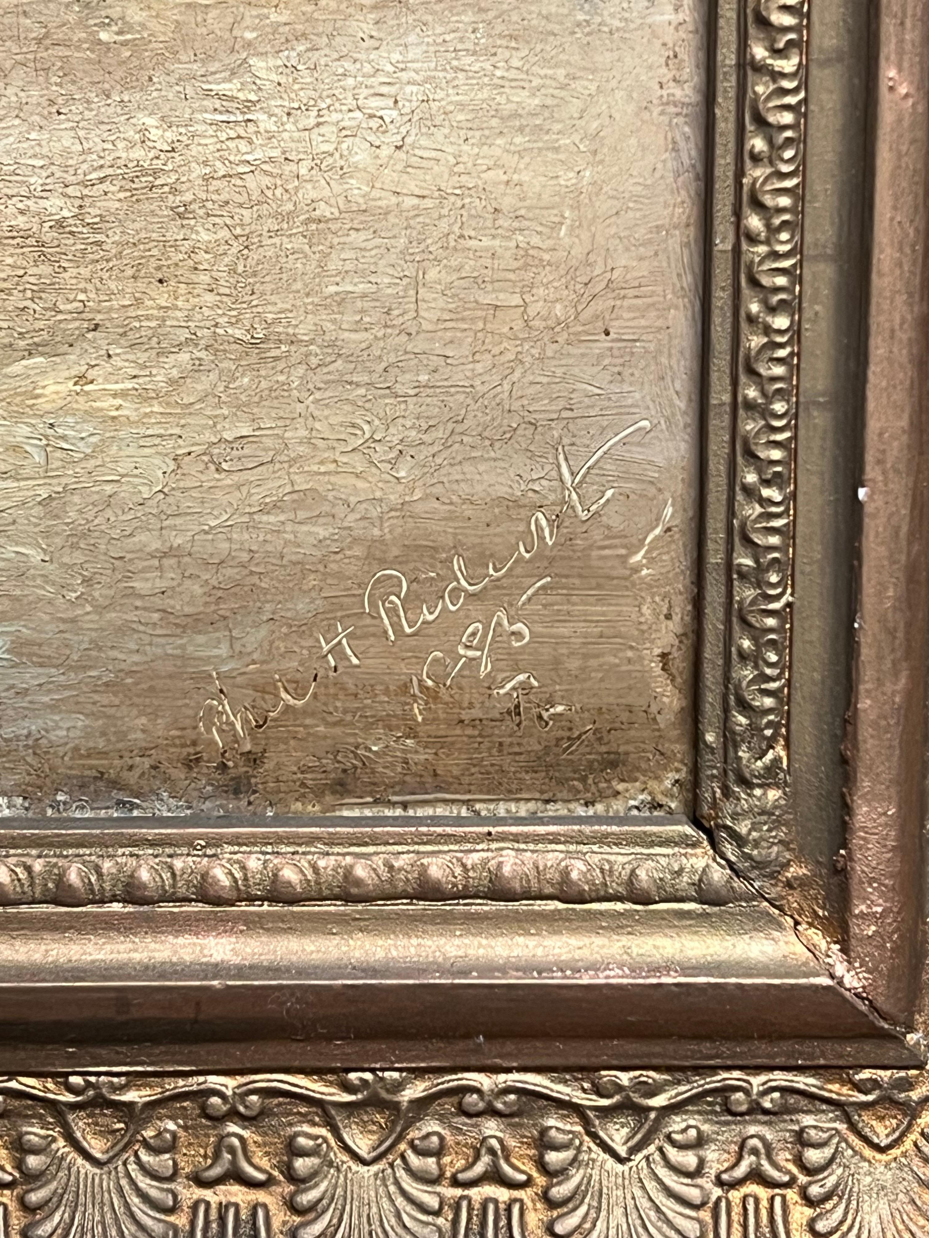 Olio vittoriano con affascinante scena di un parco londinese con un elegante gentiluomo che fuma e cavalli in vendita 4