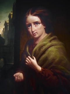 Philip H. Calderon “Poor girl begging for handouts” Oil on Canvas London 1860