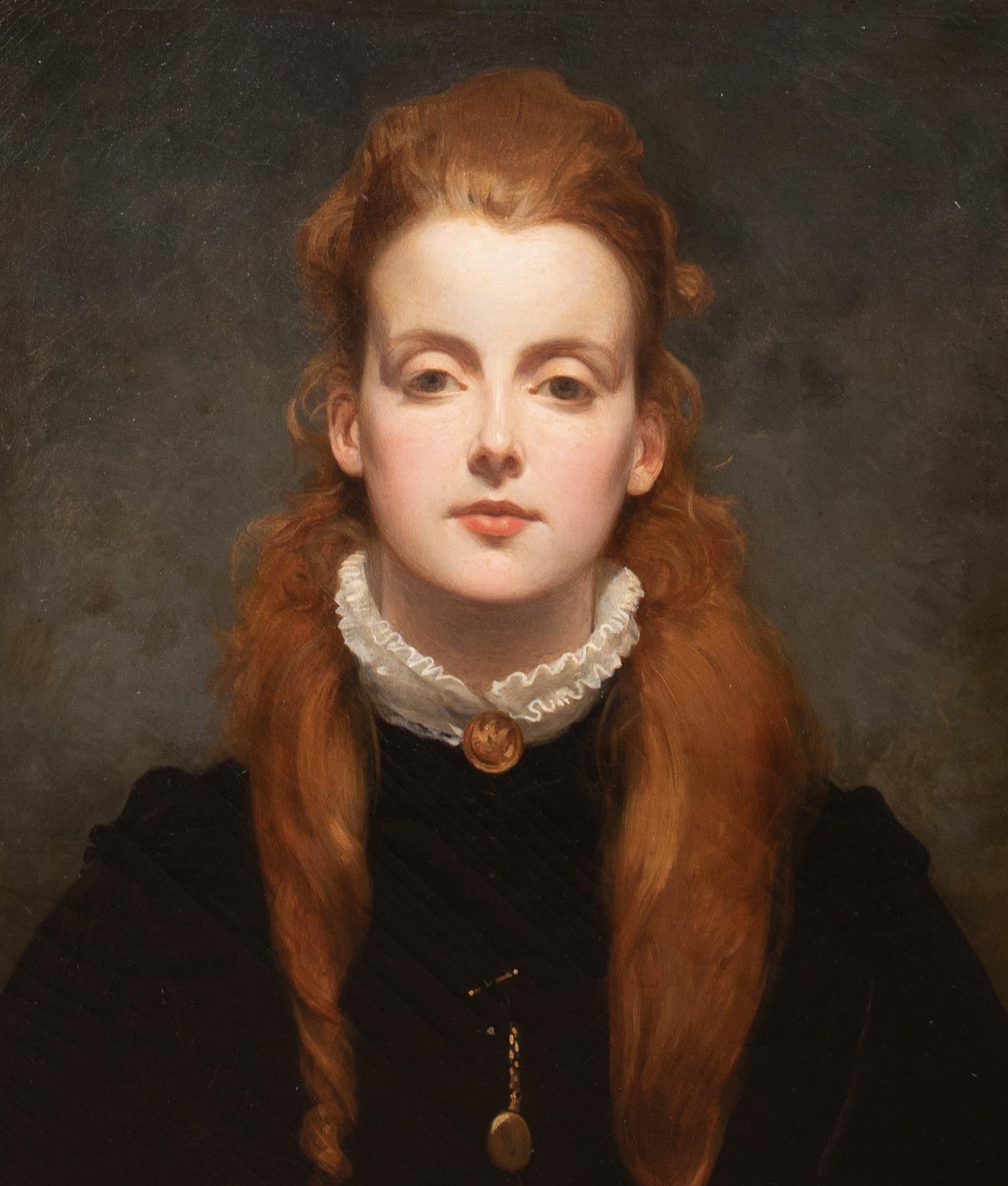 Portrait Of A Redhead Girl, Emily Bland, 19th Century  Pre-Raphaelite For Sale 1