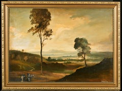 Classical Landscape with Figures, signed British Oil Painting