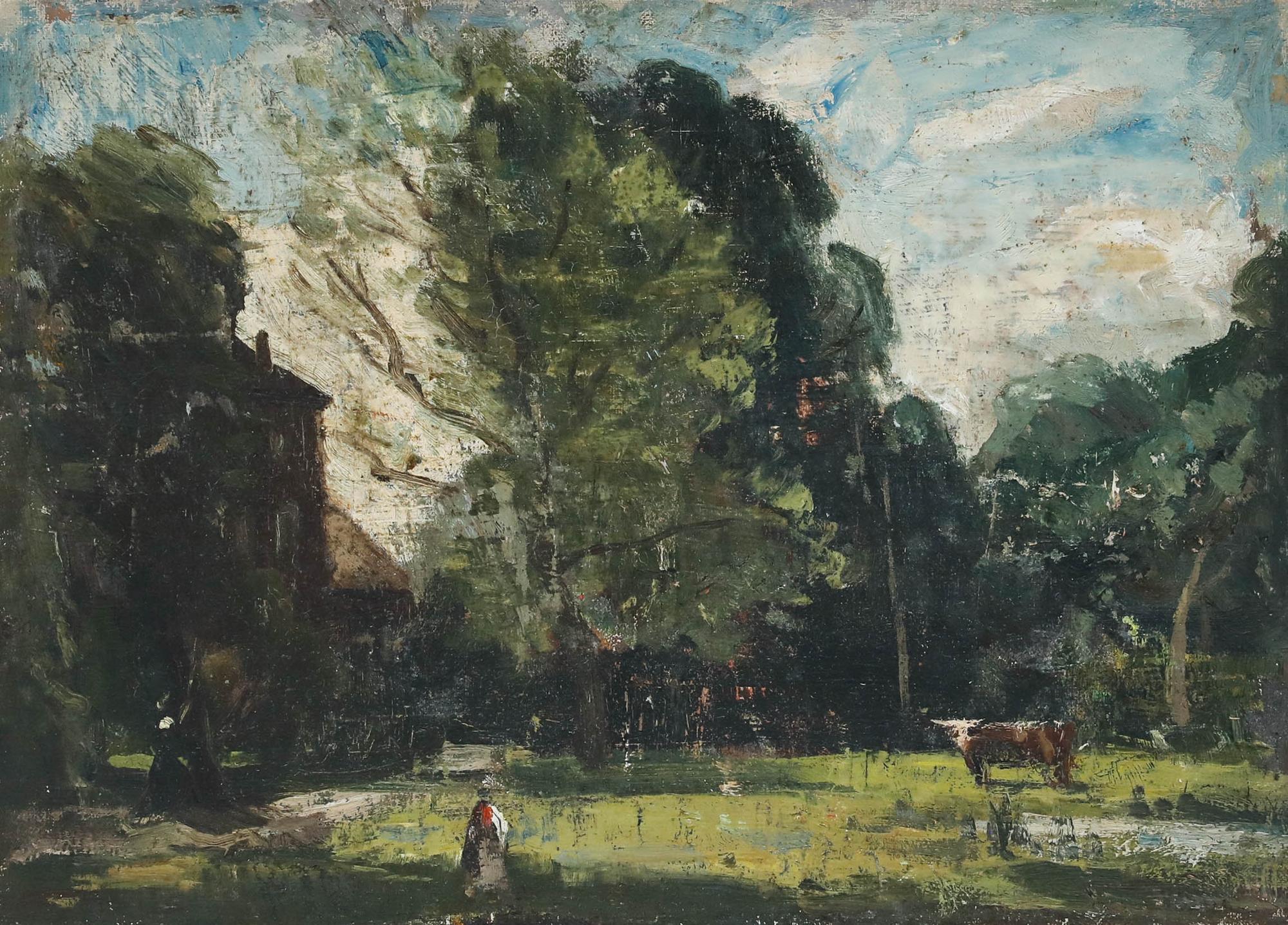 Attrib. Philip Hugh Padwick ROI RBA (1876-1958) - Oil, A Stroll in the Garden For Sale 1