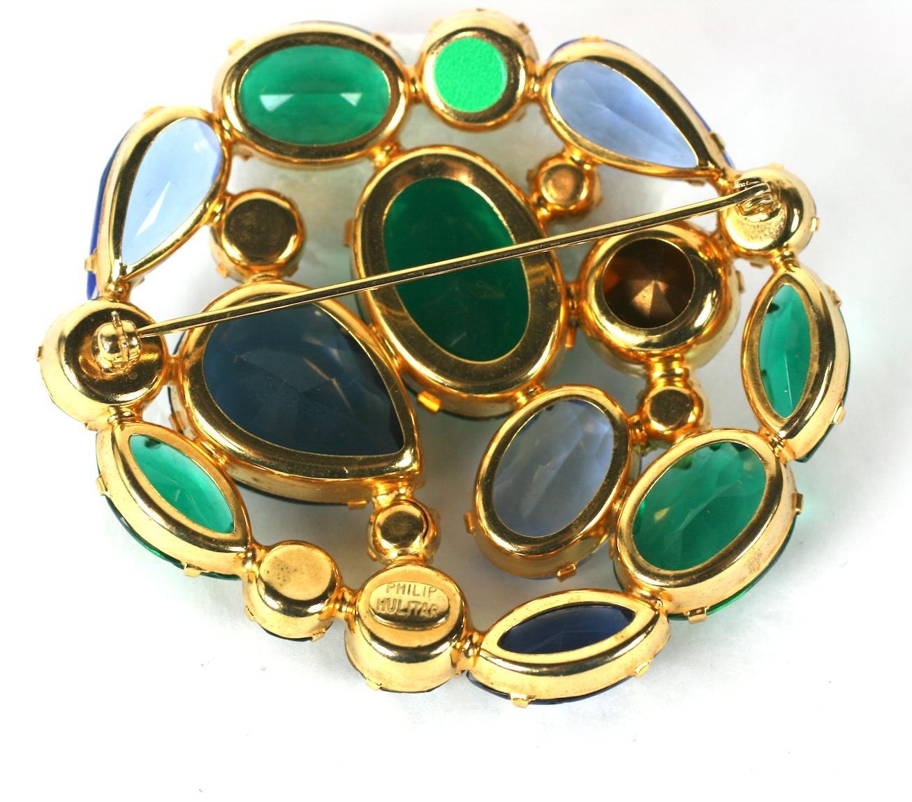  Philip Hulitar Jeweled Crystal Brooch  In Excellent Condition For Sale In New York, NY
