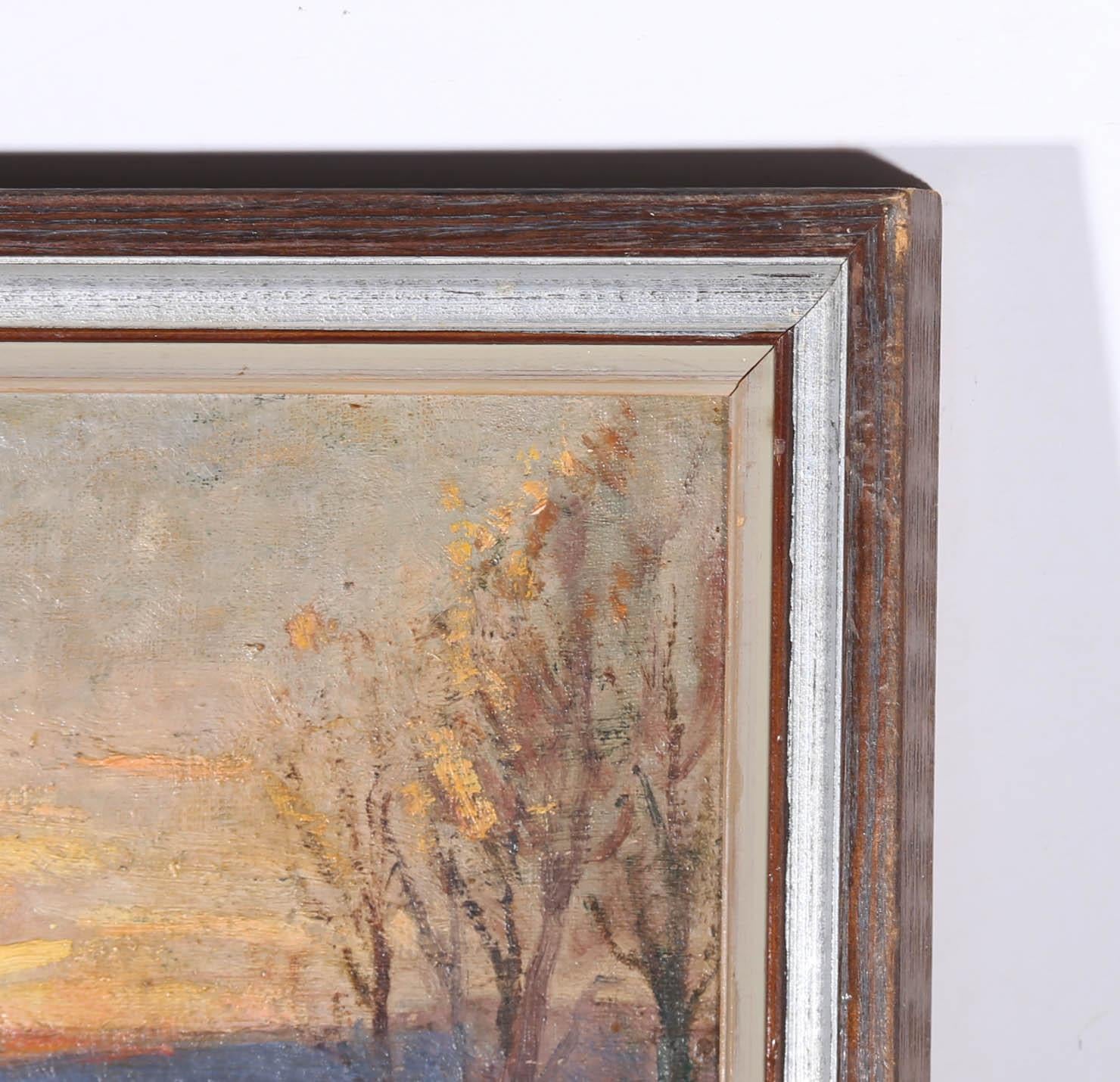Philip J. Smith (fl. 1912-1932) – Ölgemälde, Sonnenuntergang über dem Wald, frühes 20. Jahrhundert 4