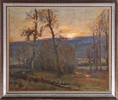 Philip J. Smith (fl. 1912-1932) – Ölgemälde, Sonnenuntergang über dem Wald, frühes 20. Jahrhundert
