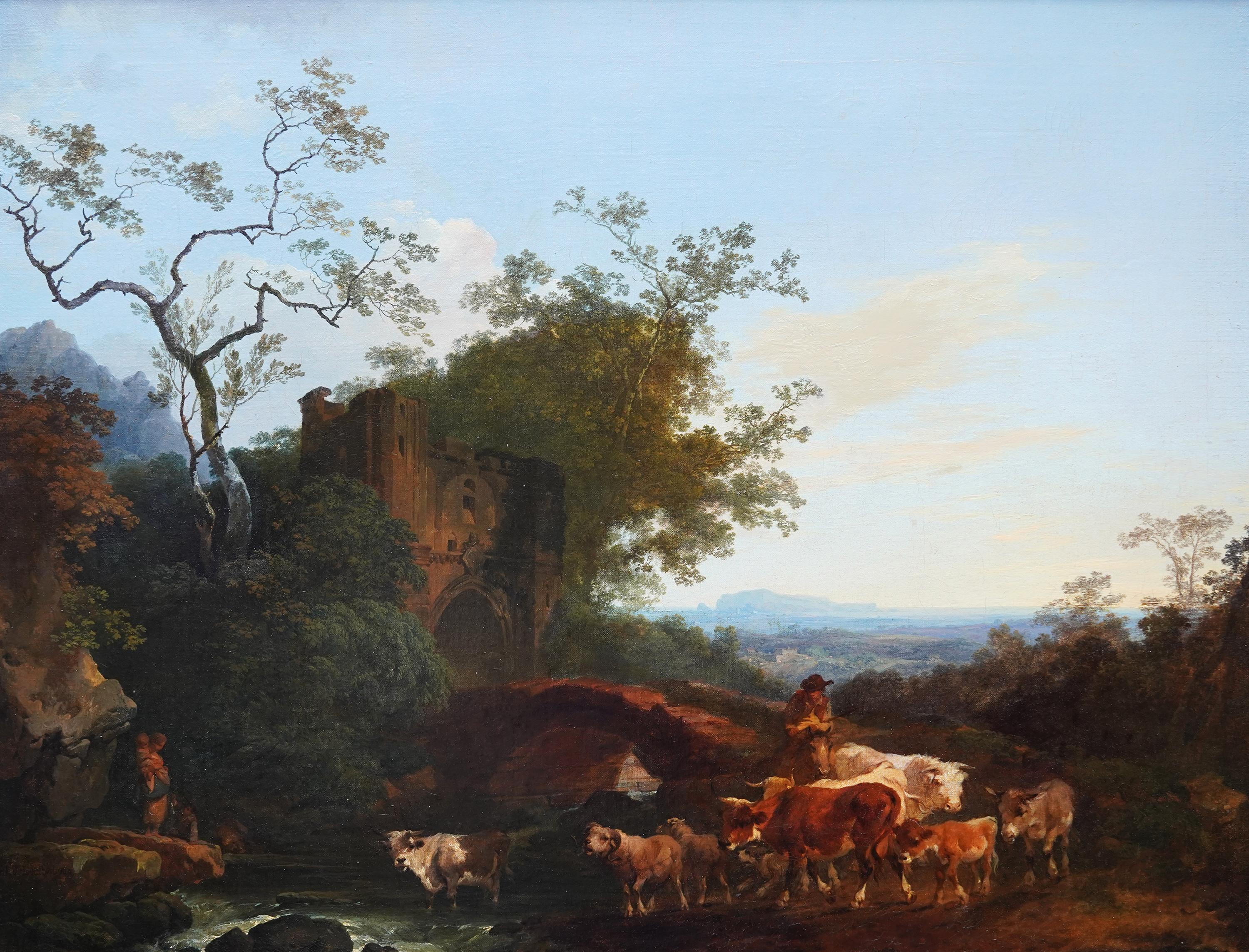 Pastoral Landscape - British 18th century Old Master art oil painting - Painting by Philip James Loutherbourg