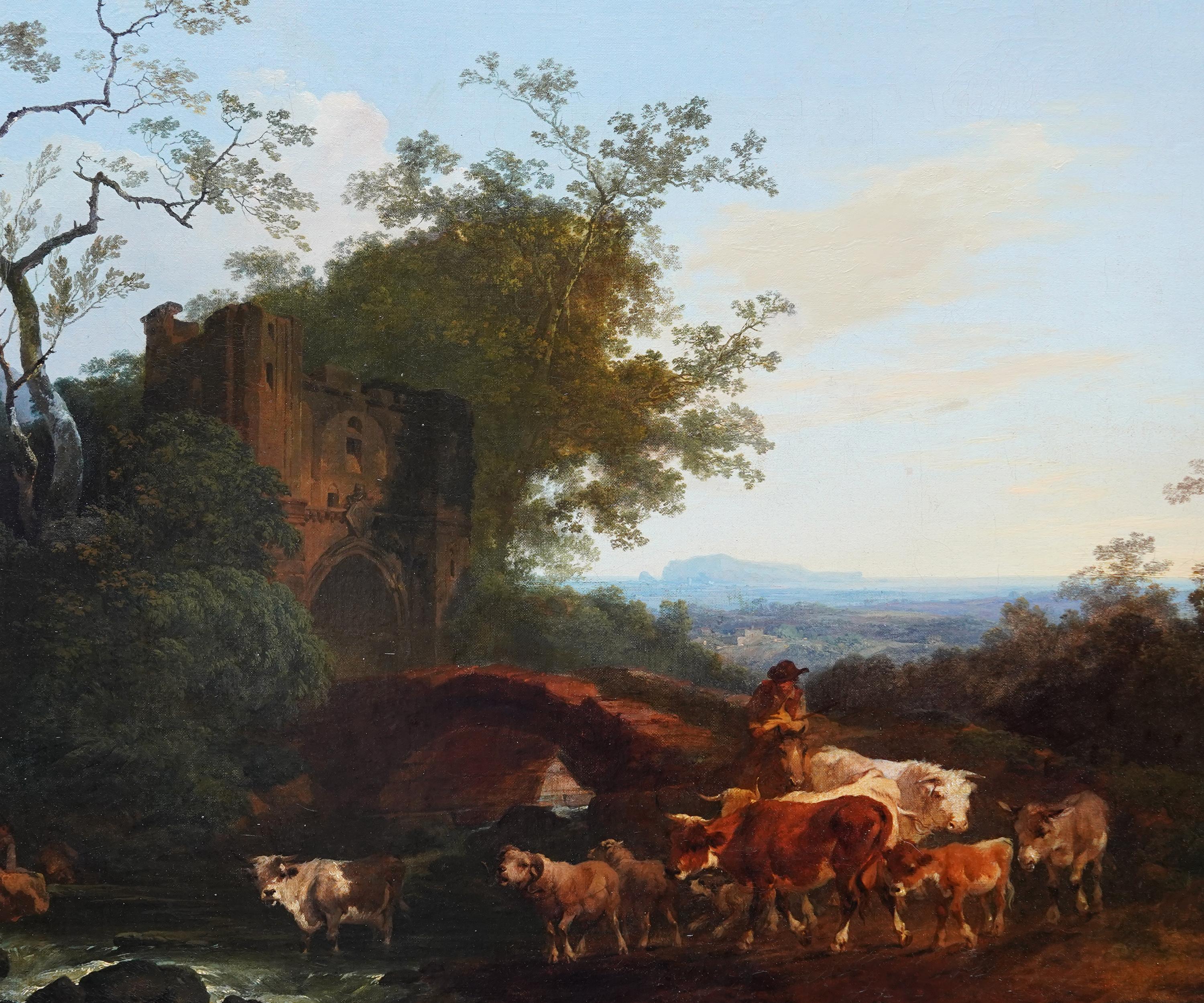 Pastoral Landscape - British 18th century Old Master art oil painting - Old Masters Painting by Philip James Loutherbourg