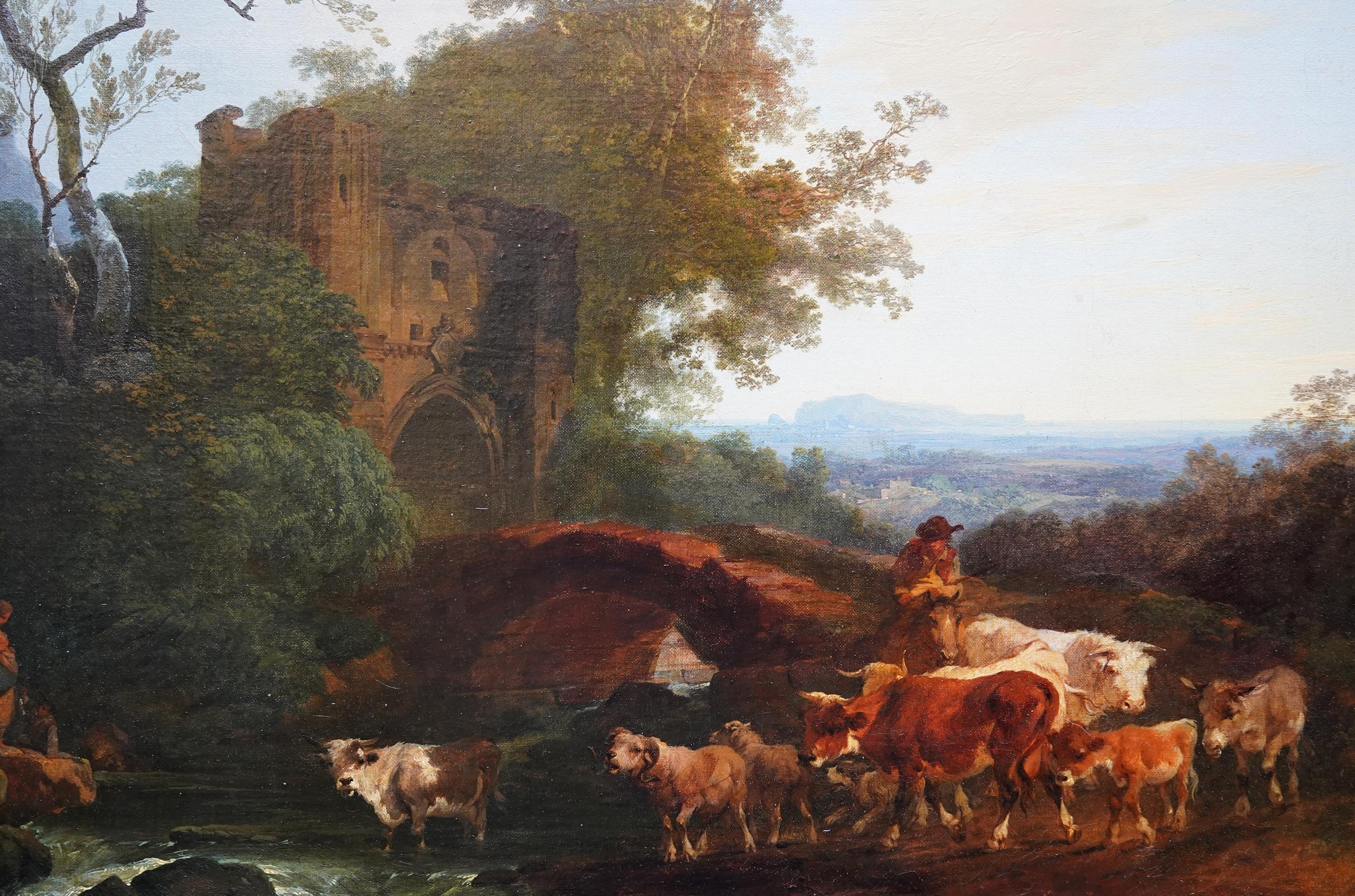 Pastoral Landscape - British 18th century Old Master art oil painting - Gray Landscape Painting by Philip James Loutherbourg